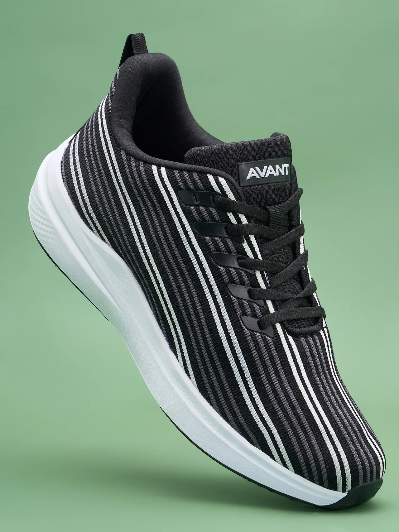 Avant Men's Bi-Strip Running Shoes - Black/White - Image 4