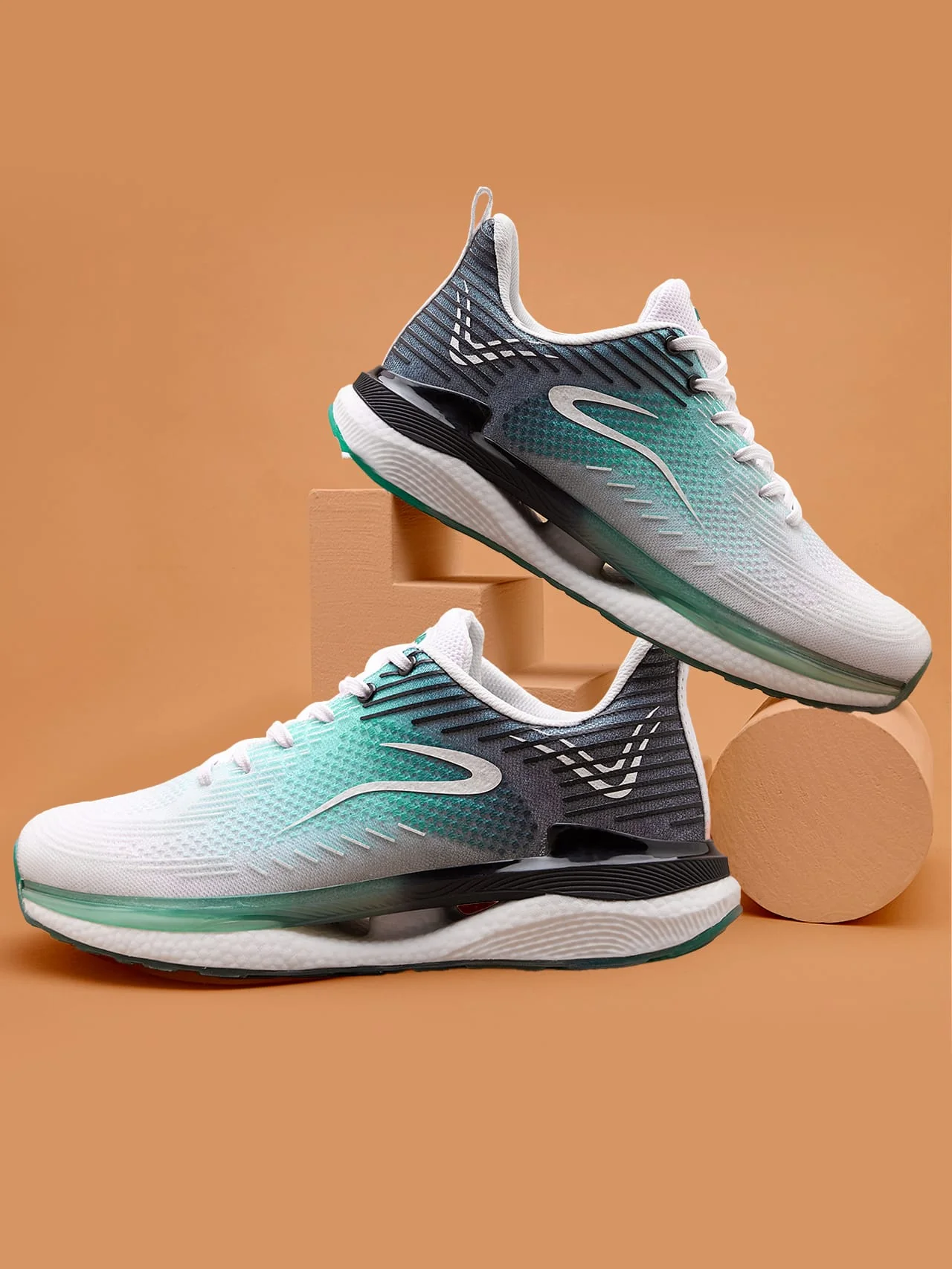Avant Men's BounceMax Walking Shoes - White/Grey/Green - Image 2