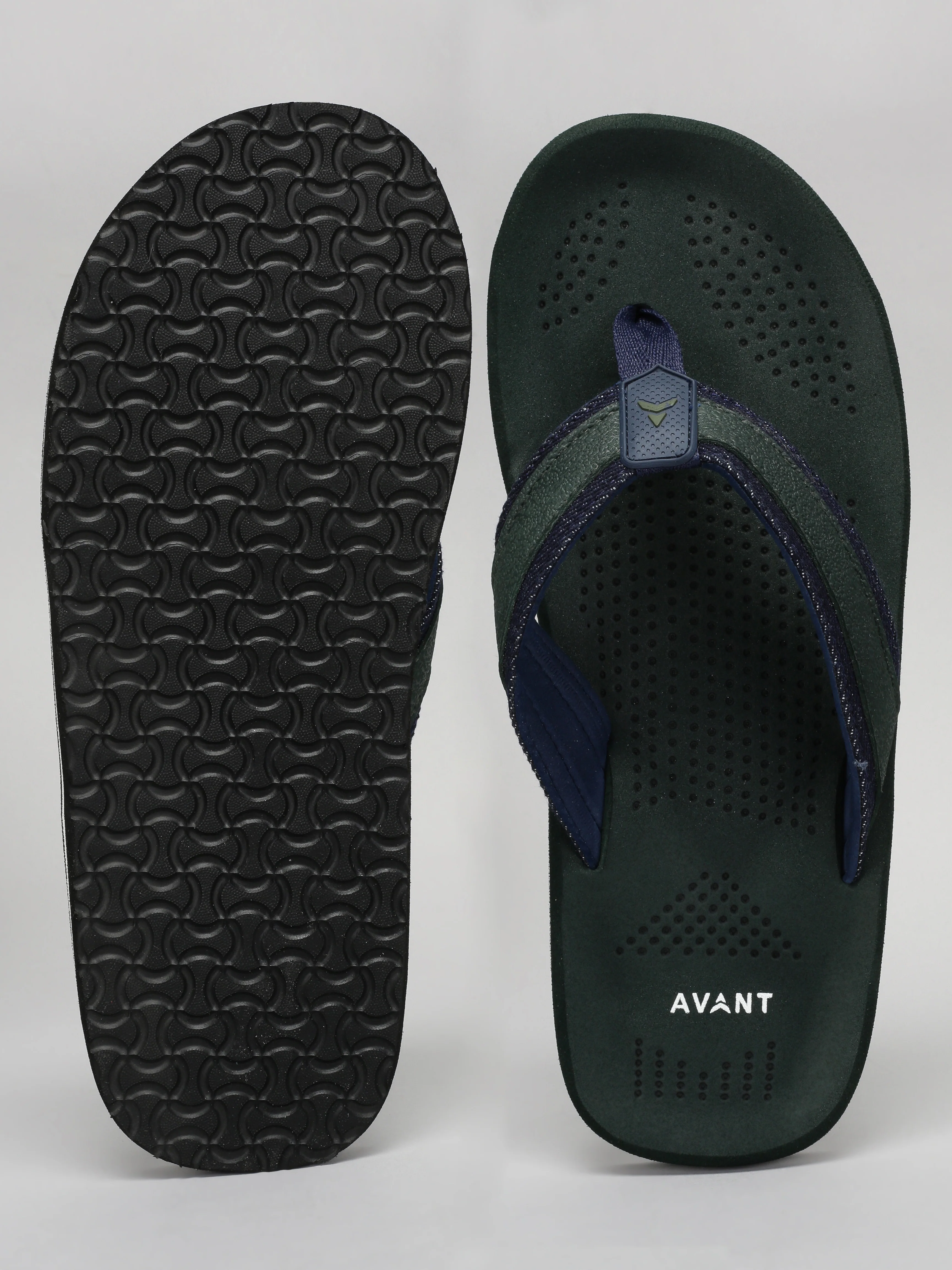 Avant Men's Brook Flip Flops - Green/Navy - Image 4