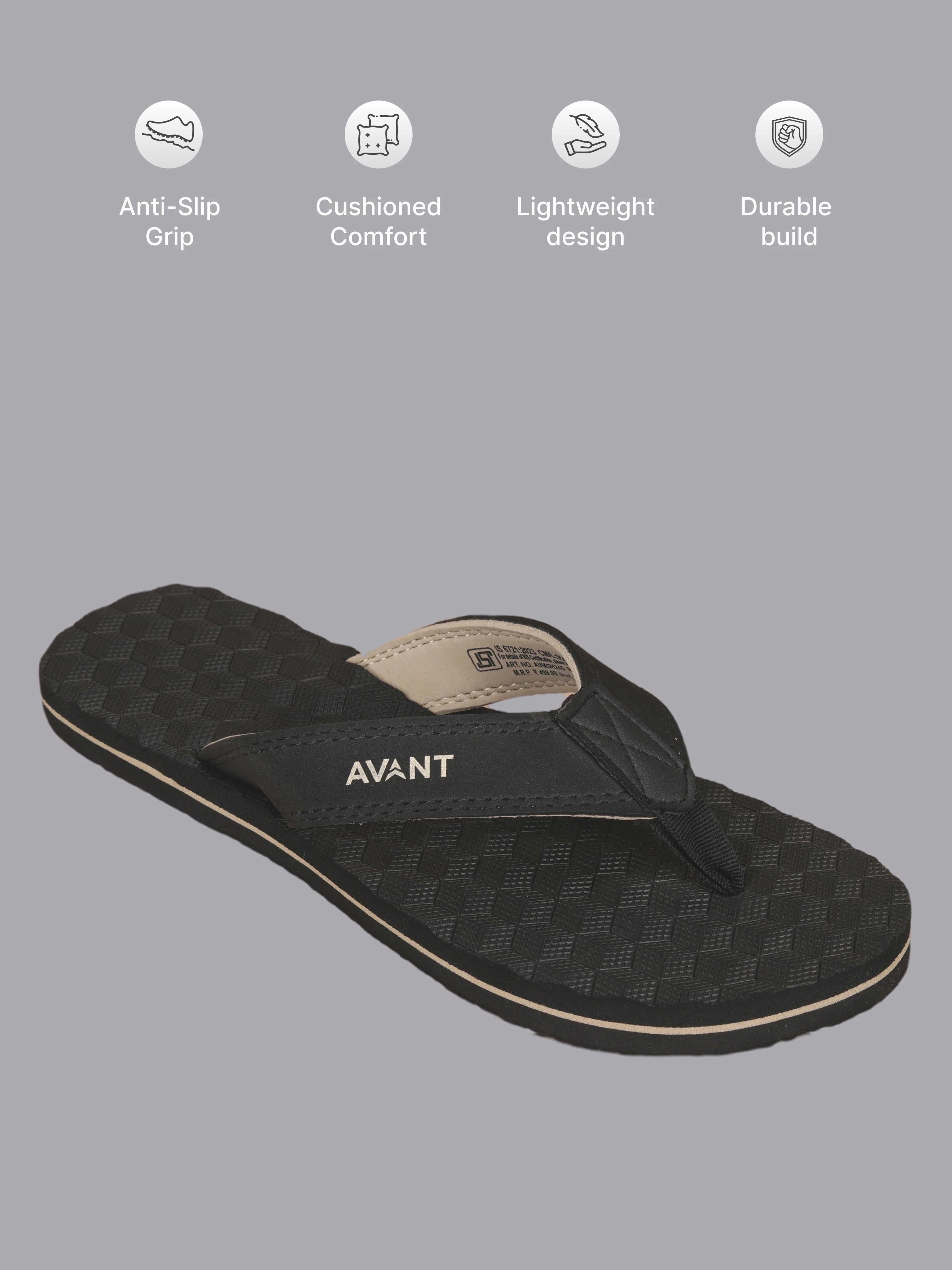Avant Men's Cube Flip Flops - Black - Image 4