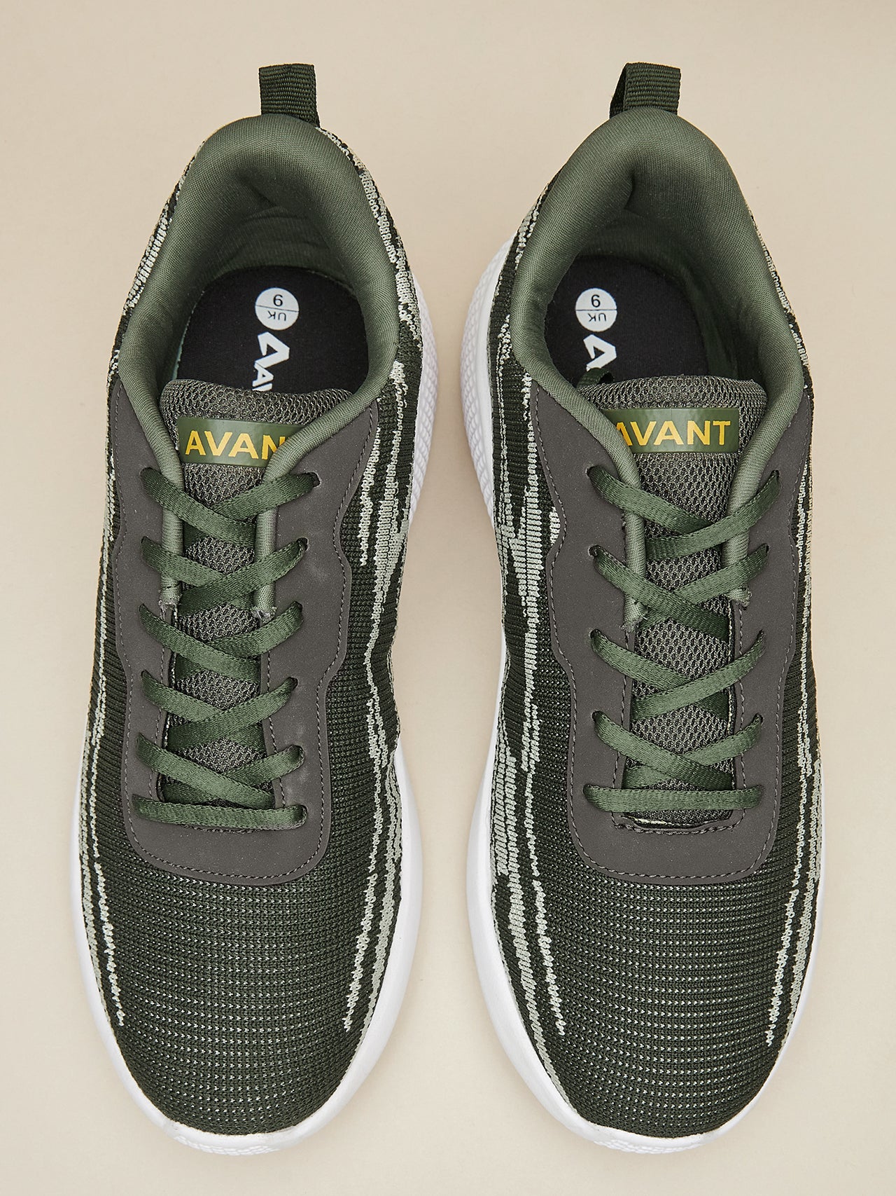 Avant Men's Dual Tone Knitted Walking Shoes-Olive - Image 8