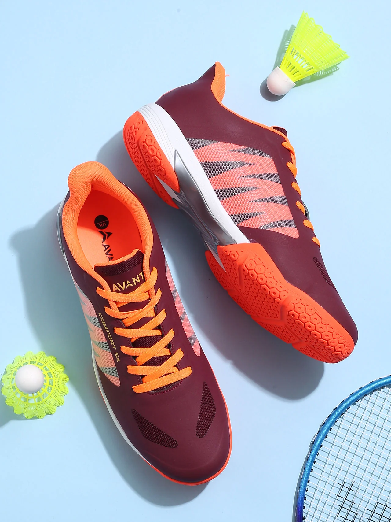 Avant Men's Dynamo Badminton Shoes - Maroon/Orange - Image 10