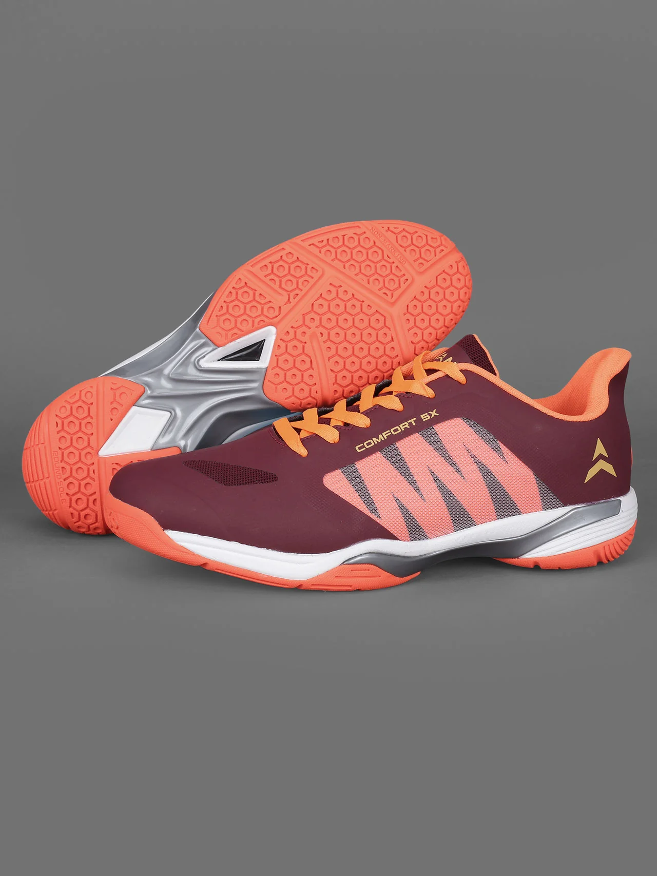 Avant Men's Dynamo Badminton Shoes - Maroon/Orange - Image 6