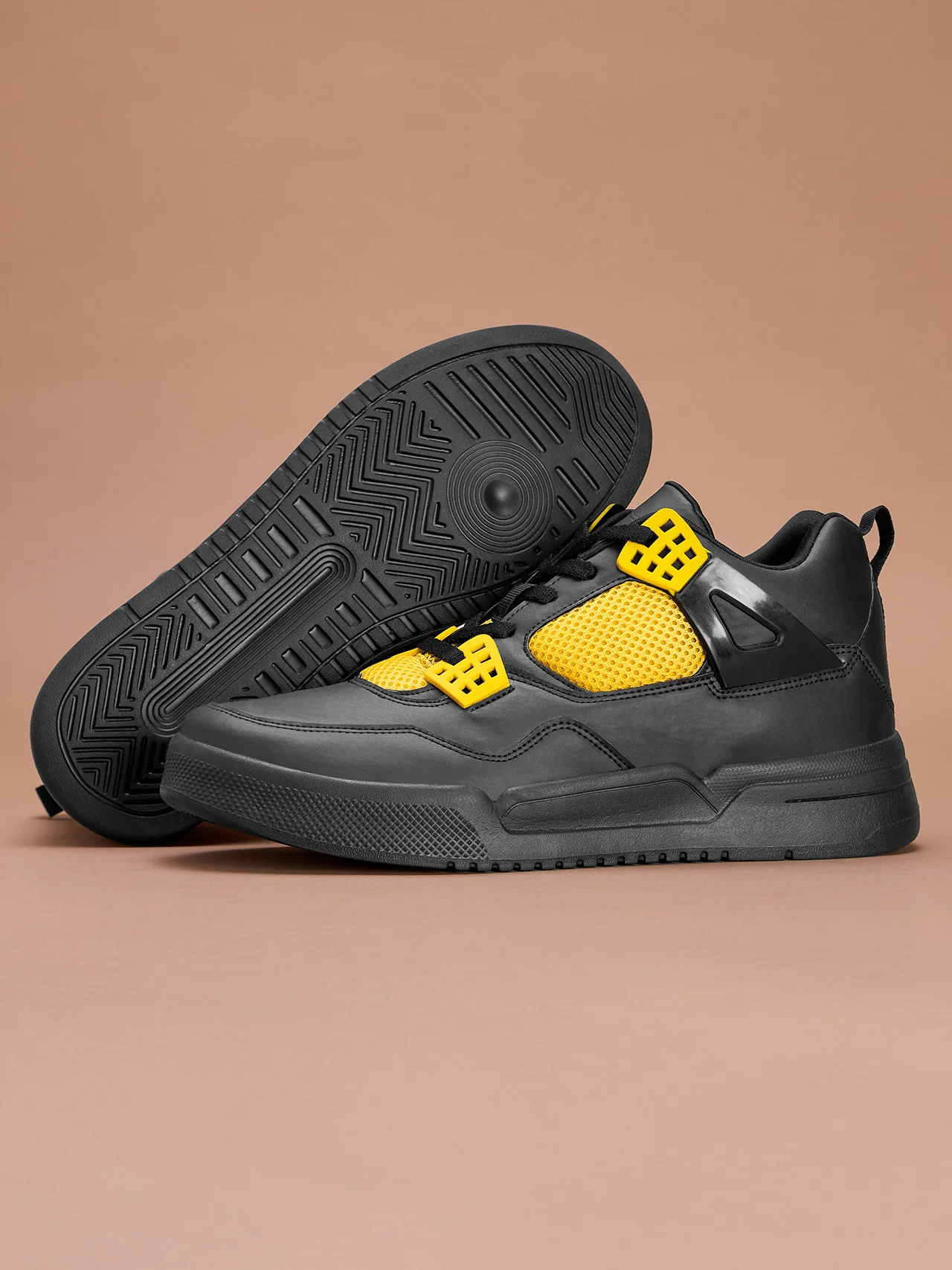 Avant Men's Felix Sneaker Shoes - Black / Yellow - Image 6