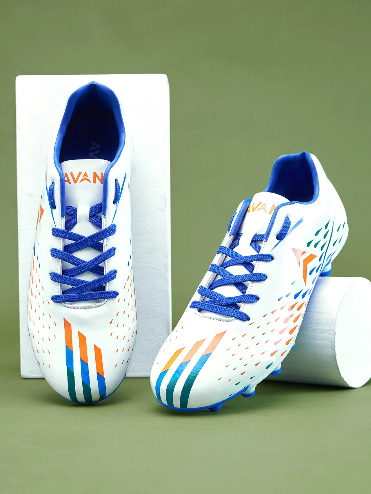 Avant Men's FreeKick Football Shoes-White/Blue - Image 2