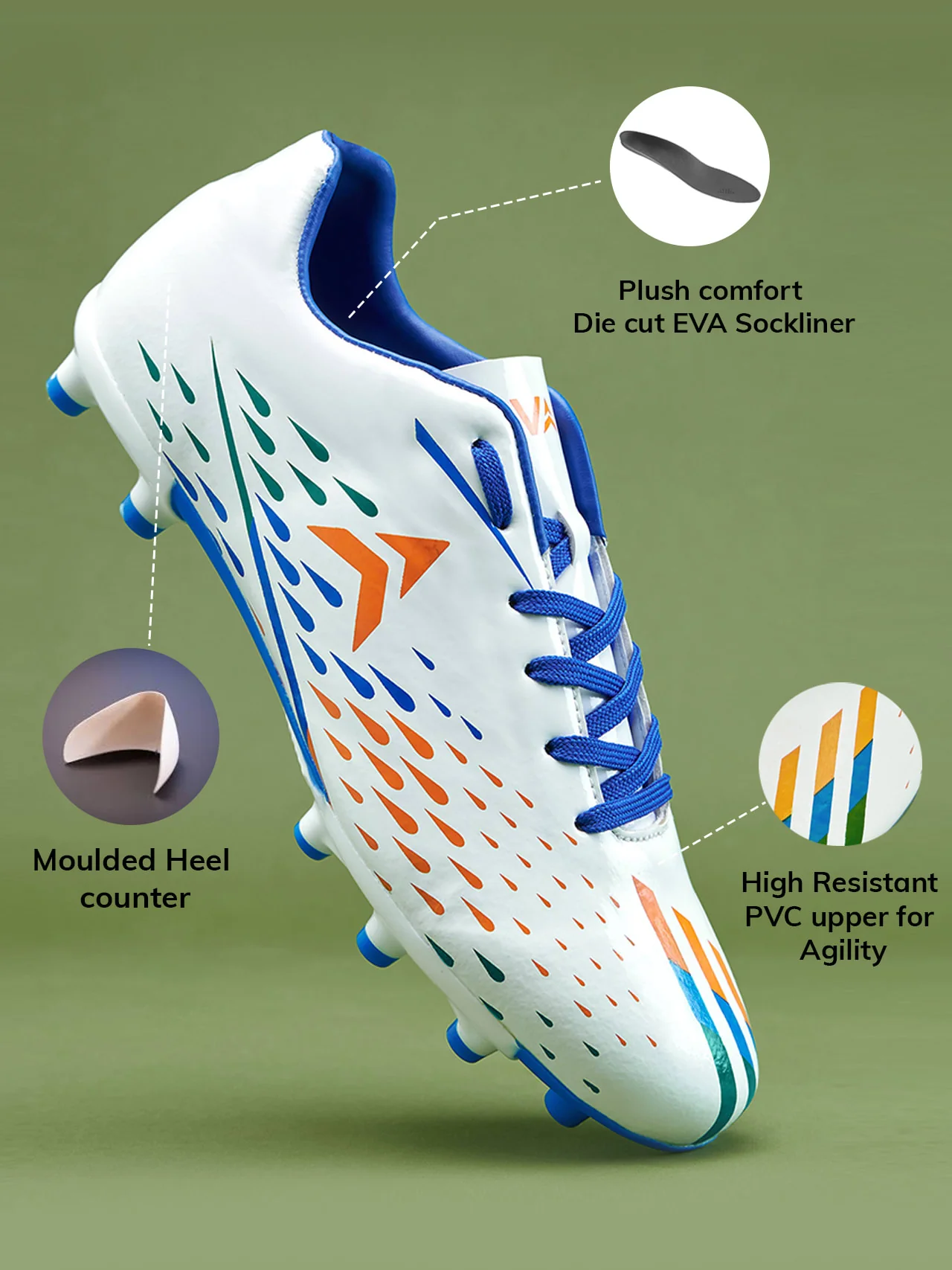 Avant Men's FreeKick Football Shoes-White/Blue - Image 3