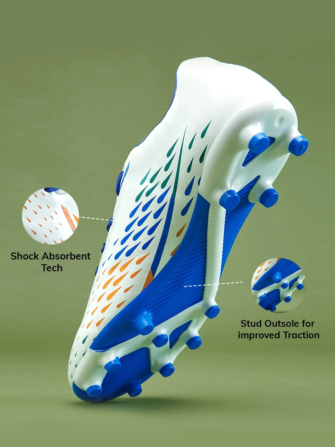 Avant Men's FreeKick Football Shoes-White/Blue - Image 4