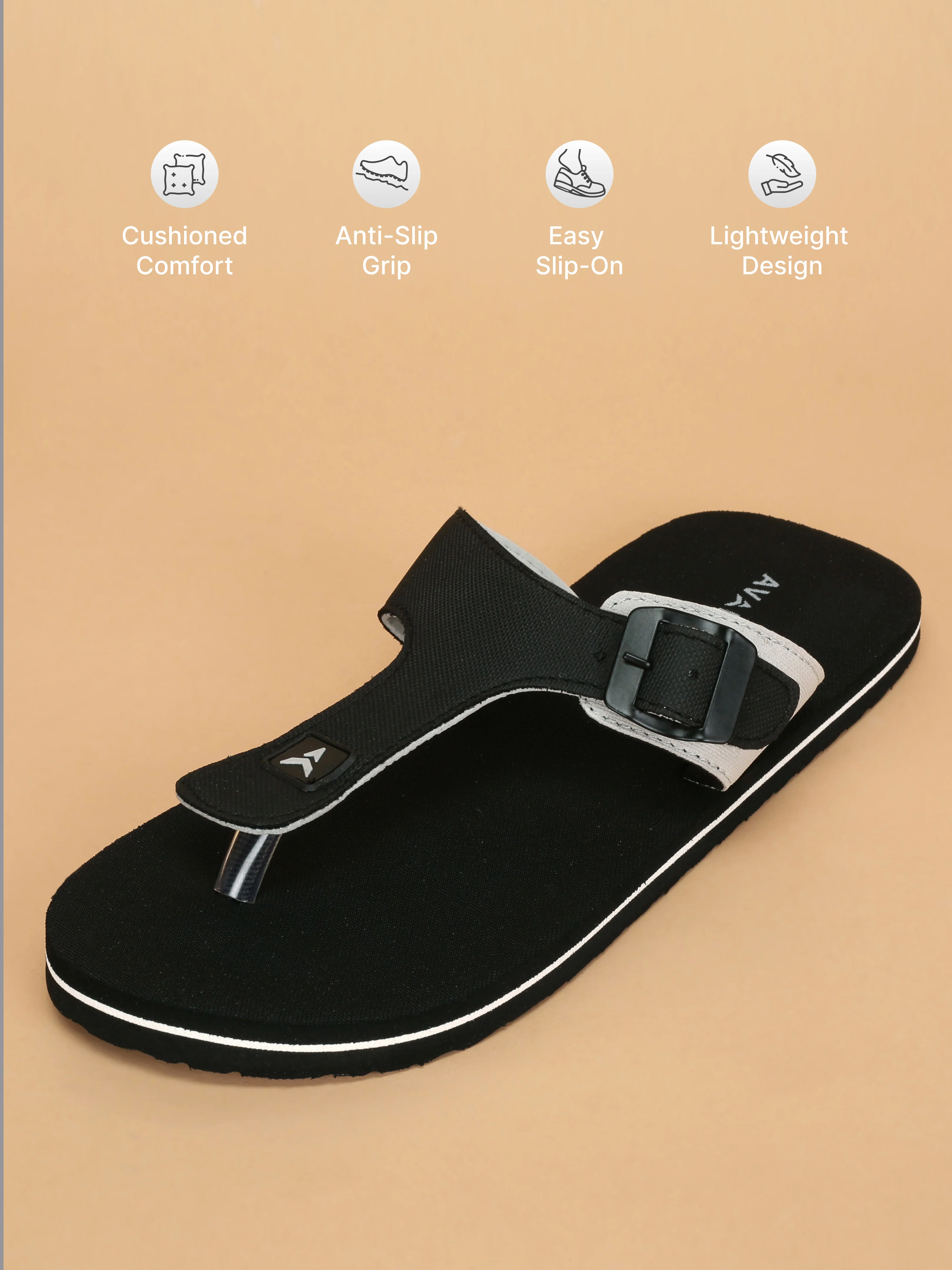 Avant Men's FusionGrip Flip Flops - Black/White - Image 4