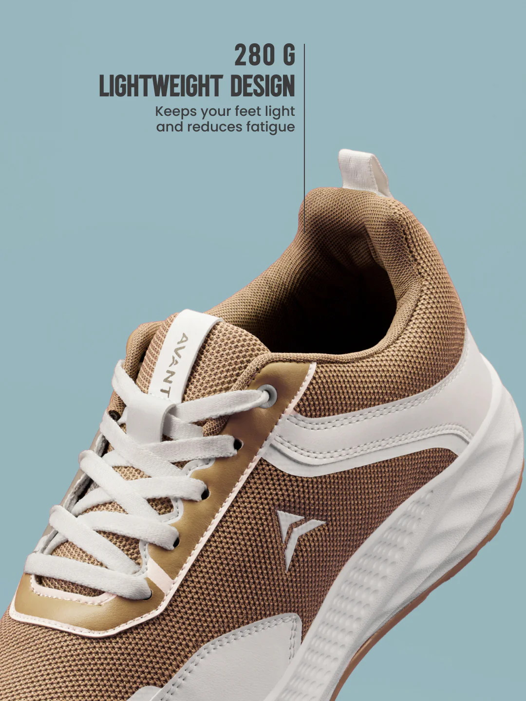 Avant Men's PowerMesh Running Shoes - Brown/White - Image 6