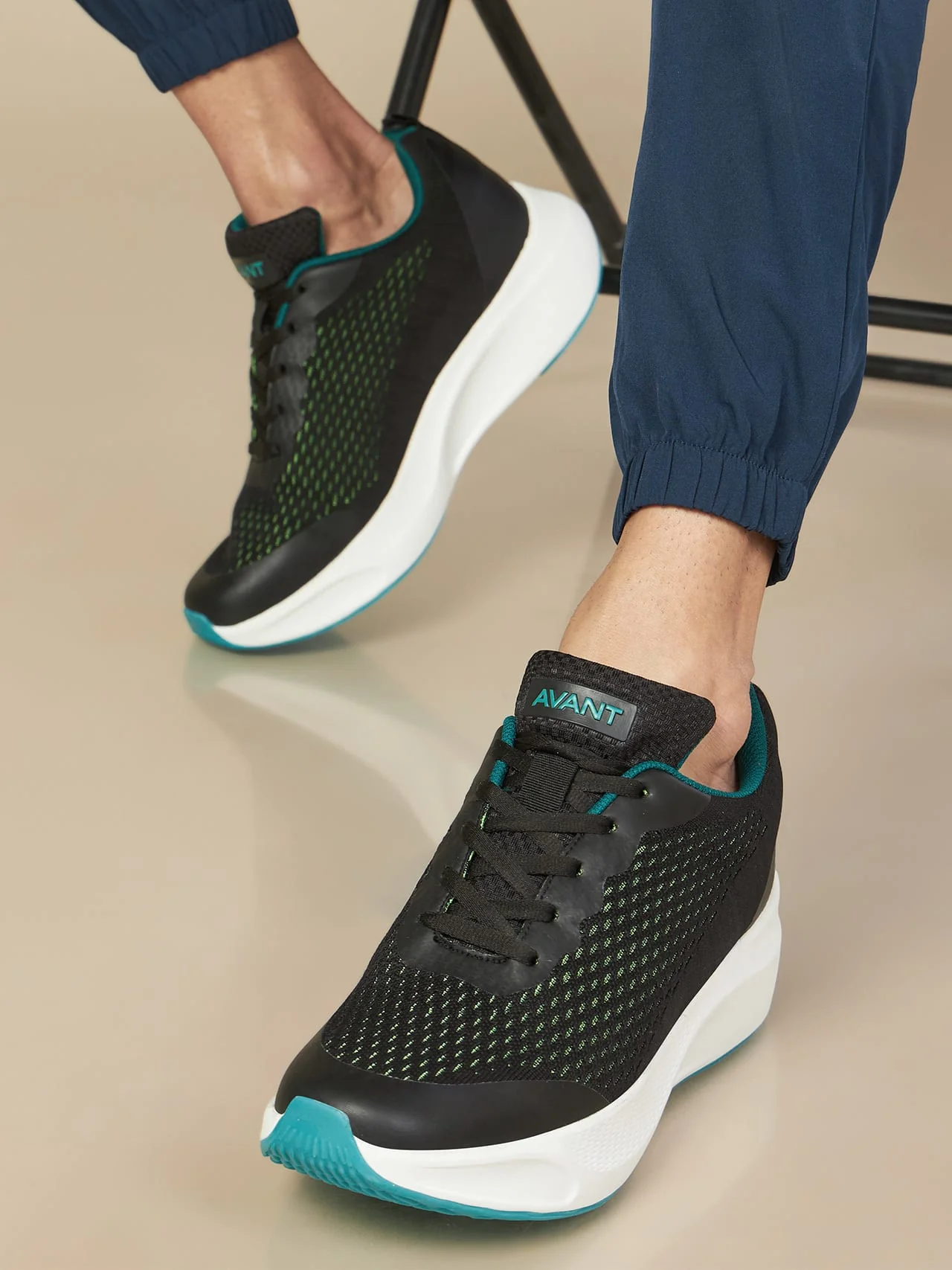 Avant Men's Stark Running Shoes - Black/Green - Image 2