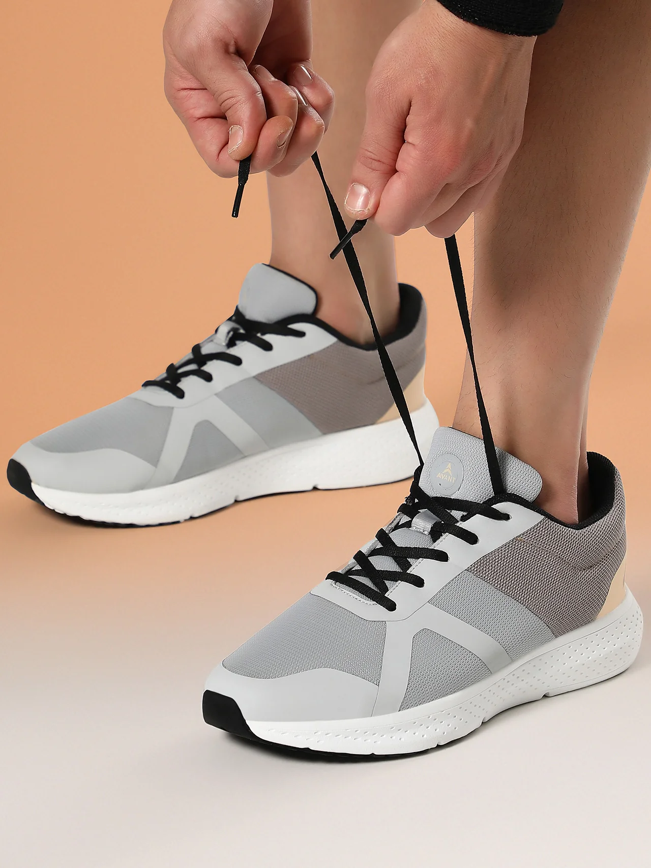 Avant Men's StrideX Sneaker Shoes - Lt Grey/Peach - Image 2