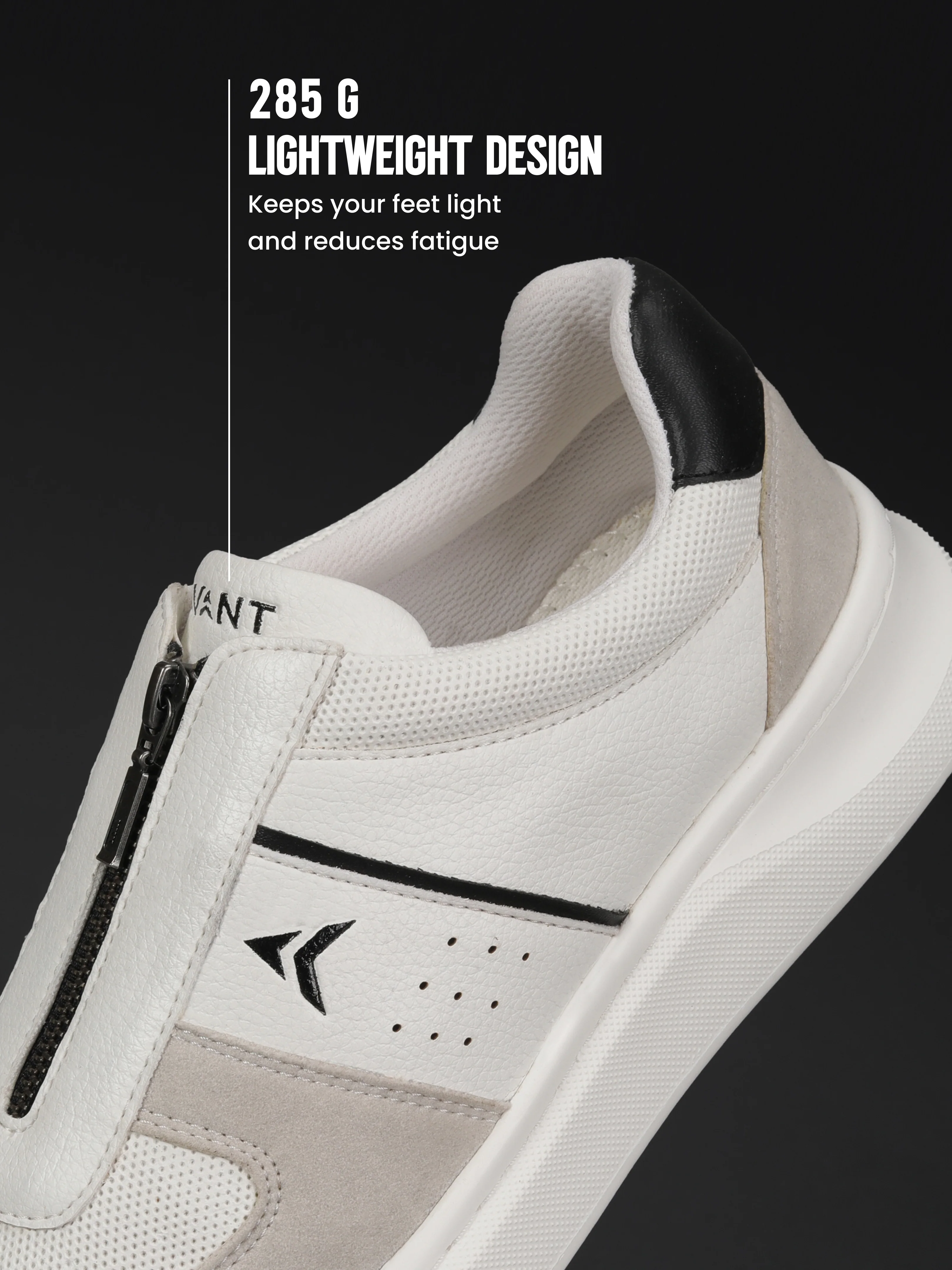 Avant Men's ZipWalk Casual Shoes - White/Grey - Image 5