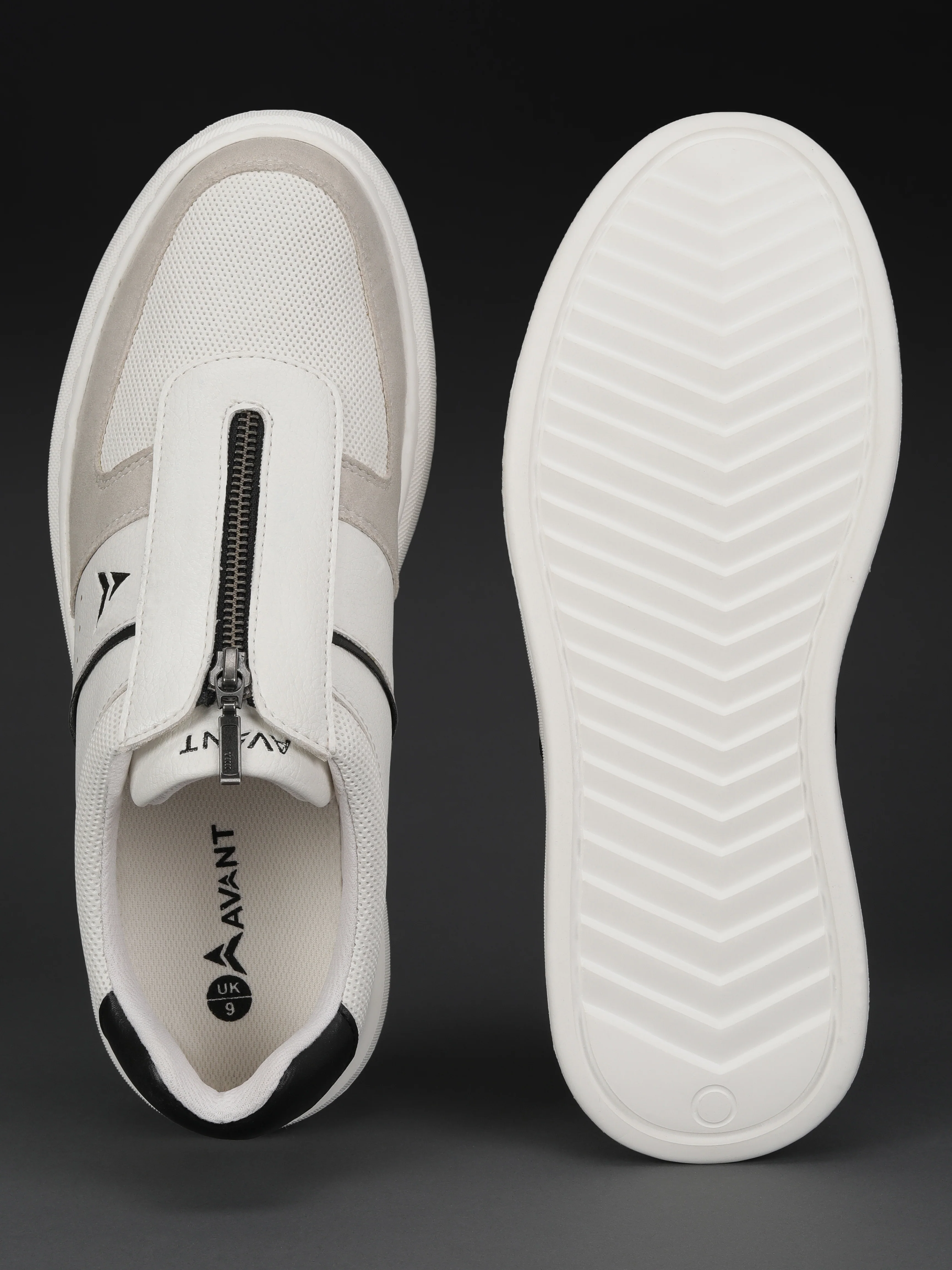 Avant Men's ZipWalk Casual Shoes - White/Grey - Image 9