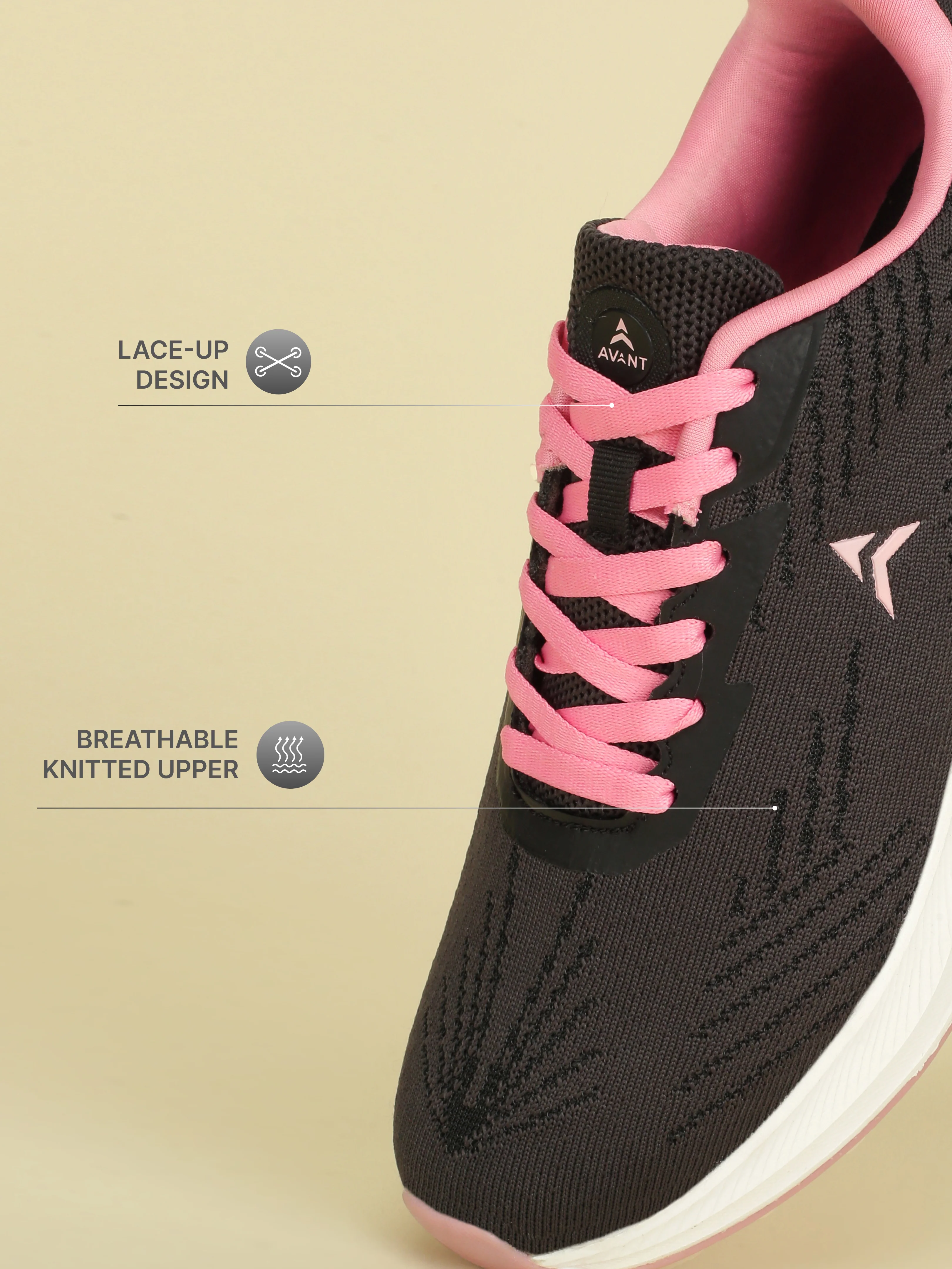 Avant Women's PaceX Casual Shoes - Black/Pink - Image 4