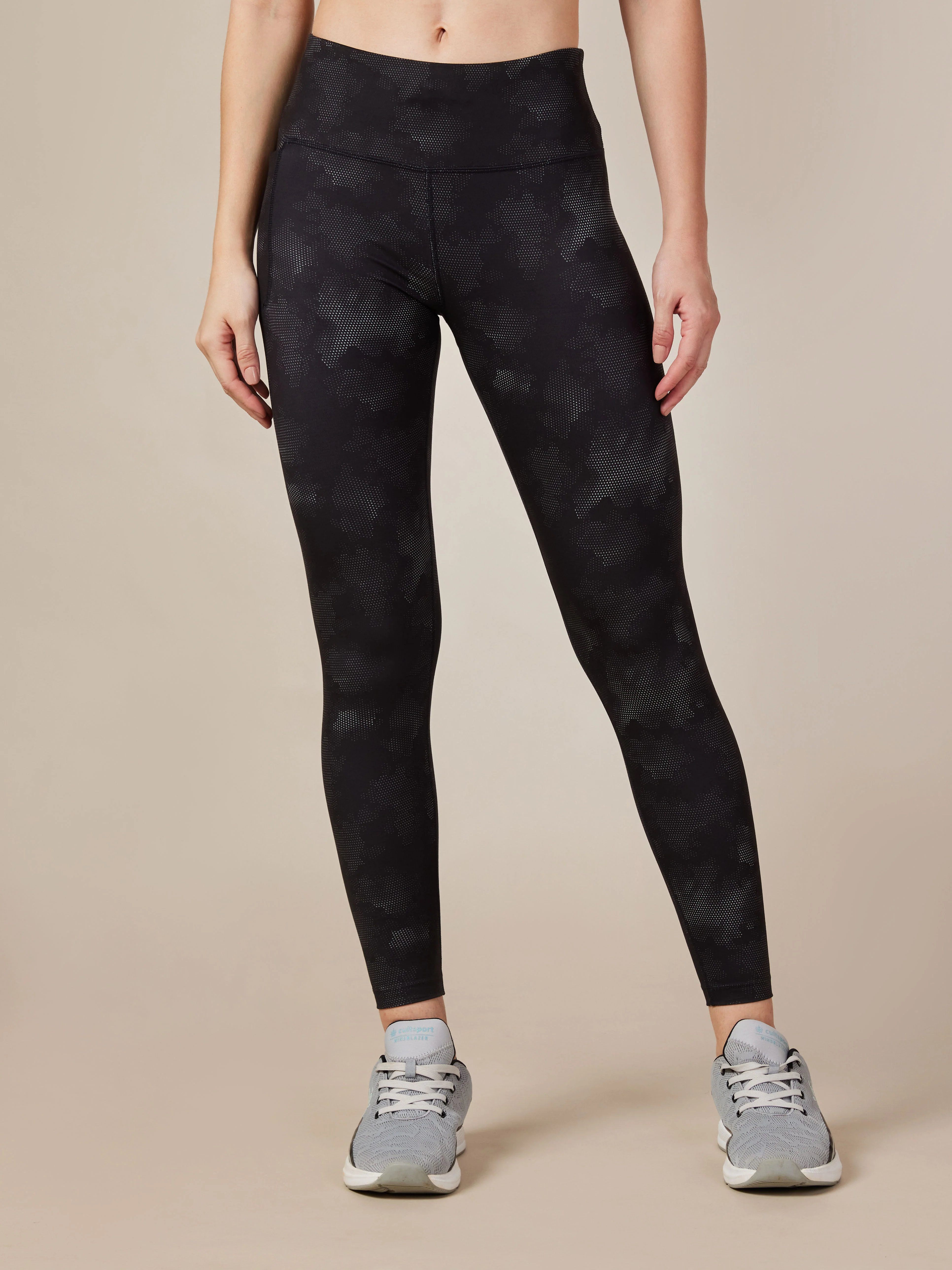 Black Printed Performance Tights - Image 2