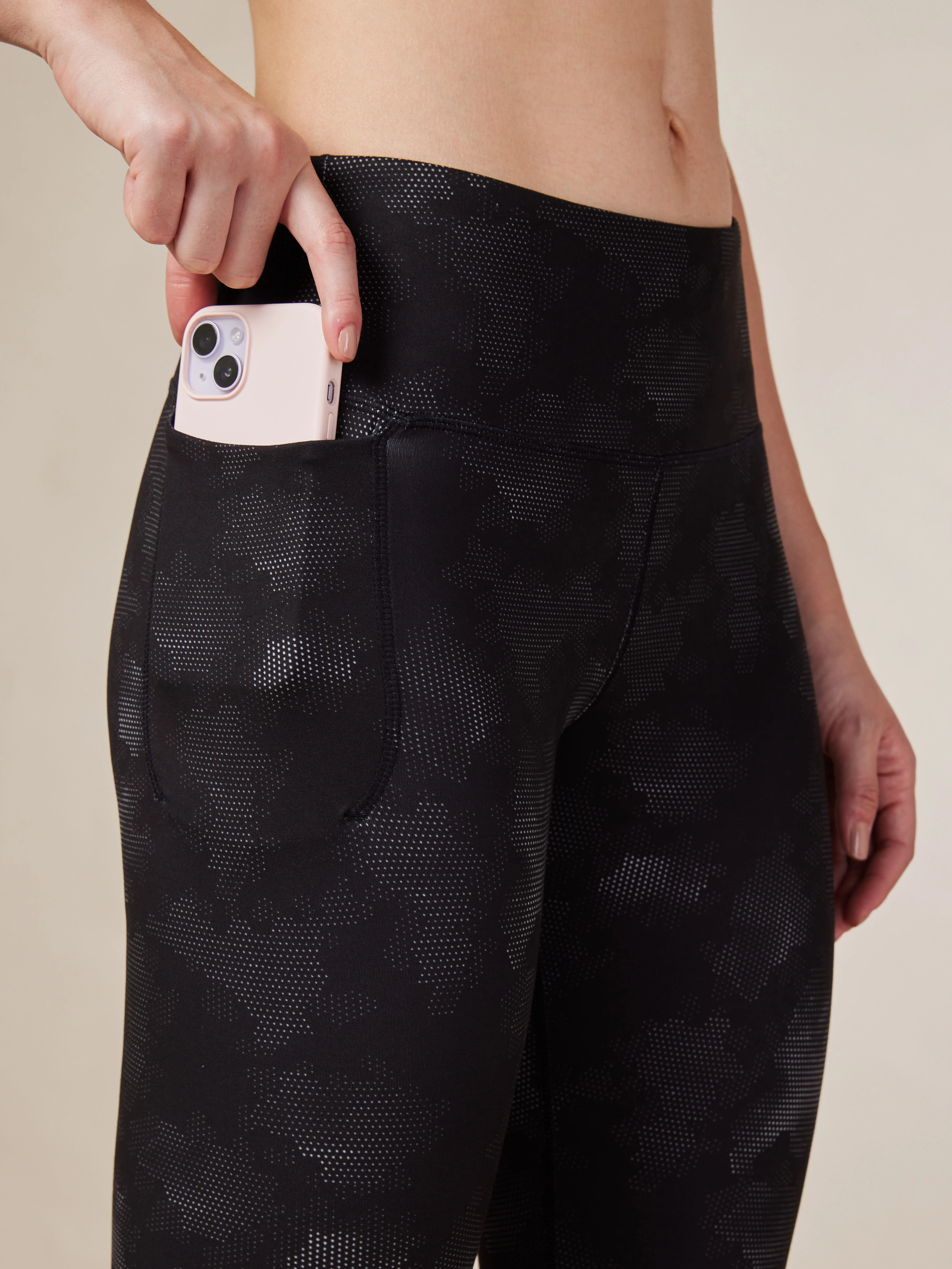 Black Printed Performance Tights - Image 5