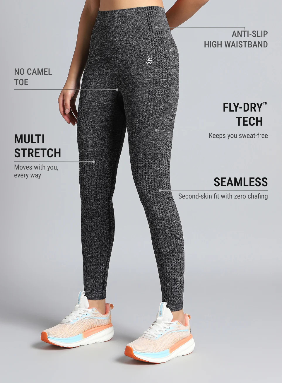 Black Seamless Sports Tights - Image 5