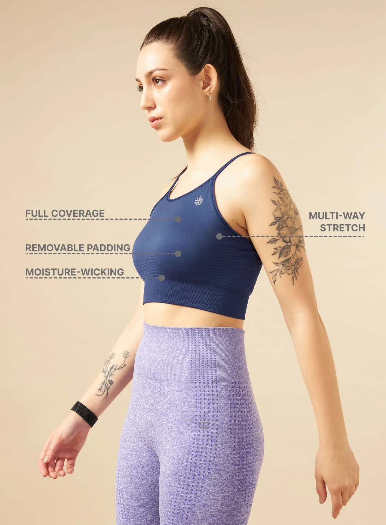 Blue Seamless Medium-Support Sports Bra - Image 4