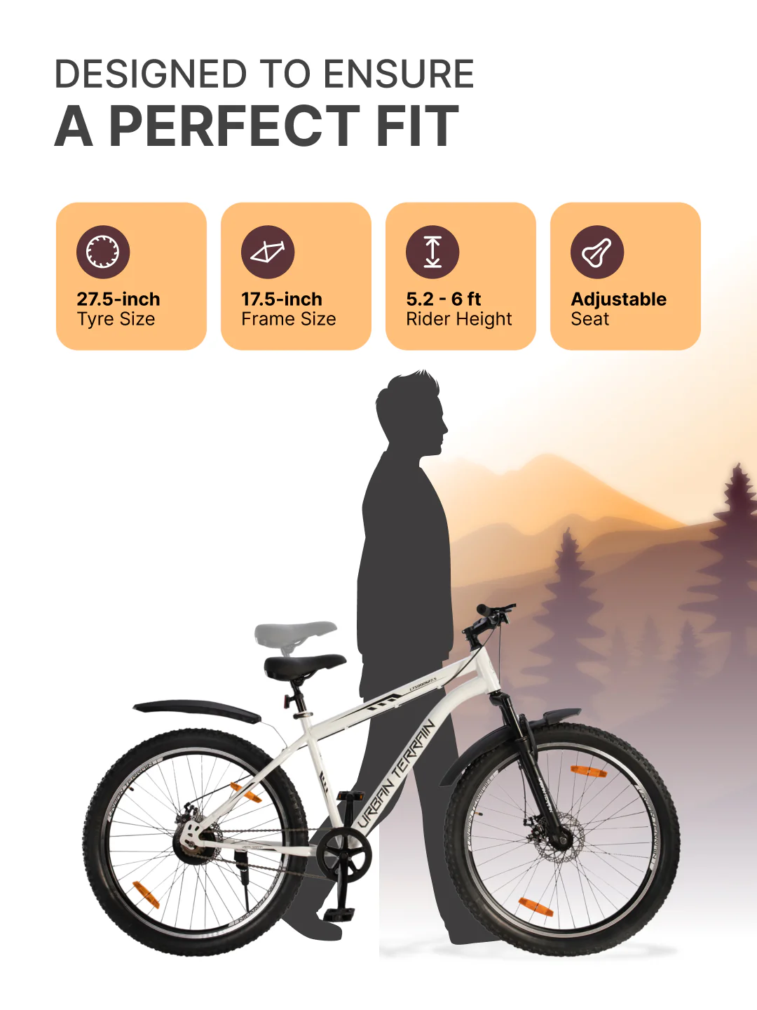 UT5000S27.5 Mountain Cycle Steel Single Speed Cycle 27.5 inch, Dual Disc Brakes, Front Suspension, Double Wall Alloy Rim, White - Image 5