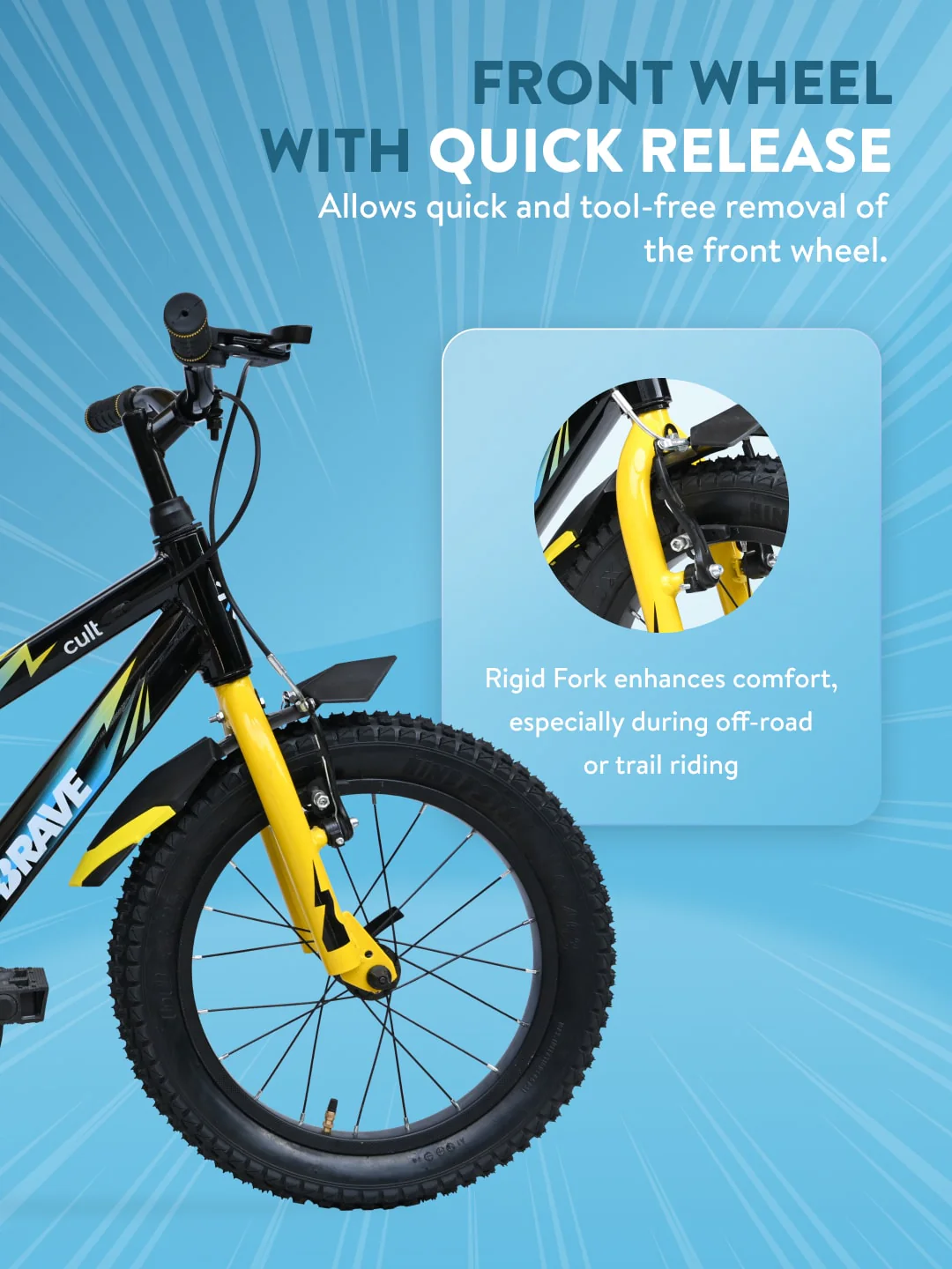 Brave 16T Black Steel Kids Bike with Single Wall Rim, Rigid Fork and Free Trainer Sessions and Cycling Event - Image 7