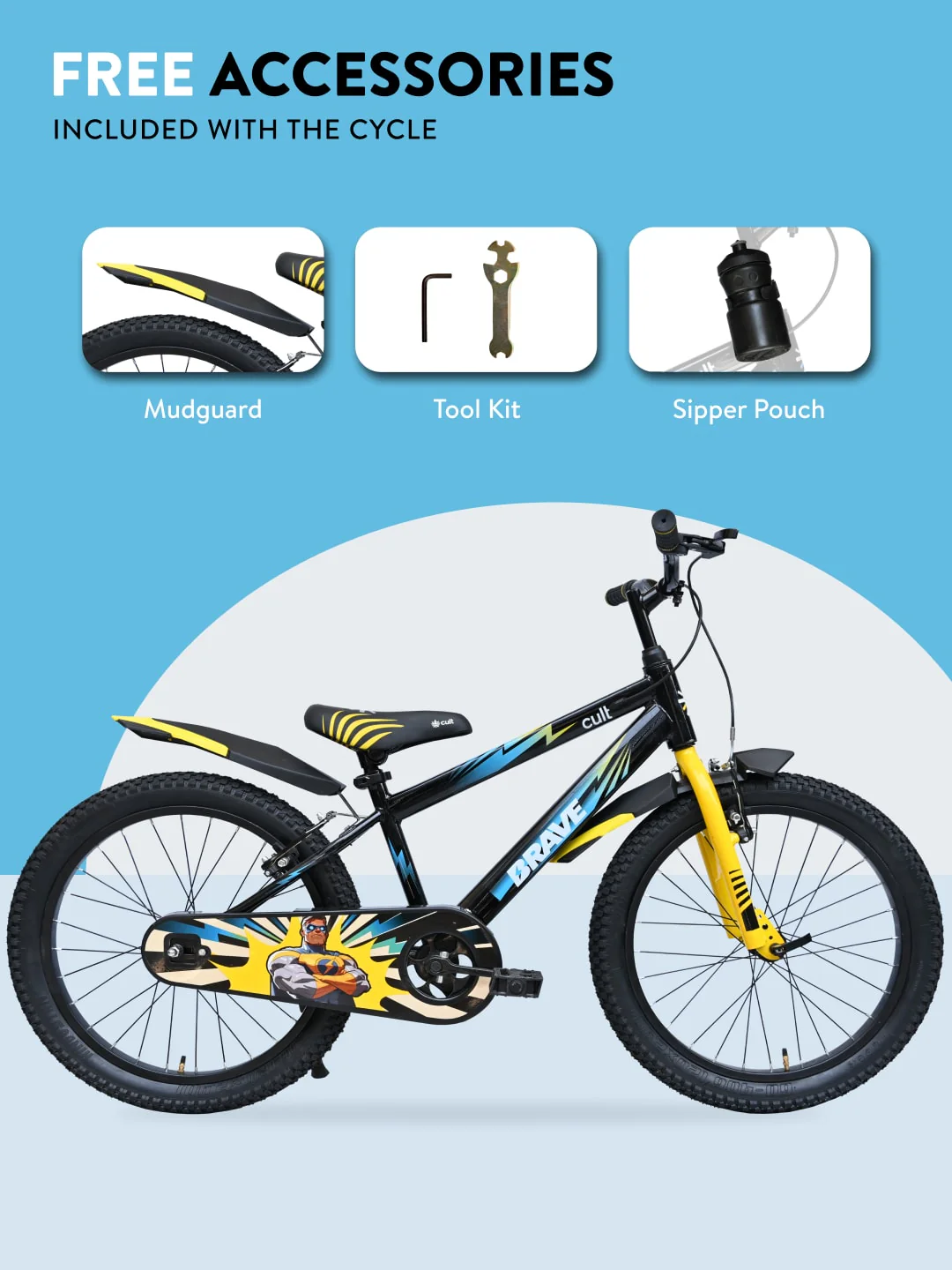 Brave 20T Black Steel Kids Bike with Single Wall Rim, Rigid Fork and Free Trainer Sessions and Cycling Event - Image 10