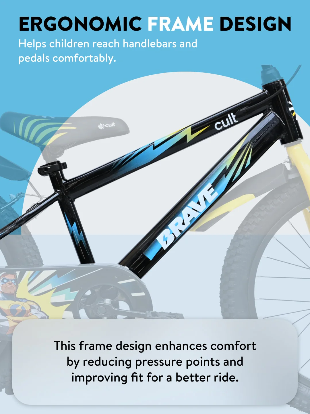 Brave 20T Black Steel Kids Bike with Single Wall Rim, Rigid Fork and Free Trainer Sessions and Cycling Event - Image 3
