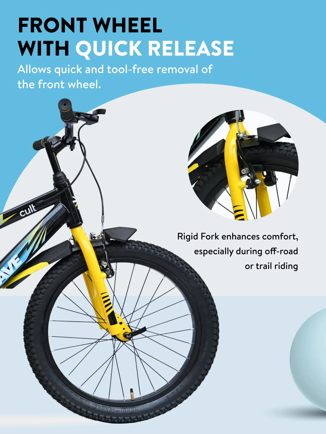 Brave 20T Black Steel Kids Bike with Single Wall Rim, Rigid Fork and Free Trainer Sessions and Cycling Event - Image 6