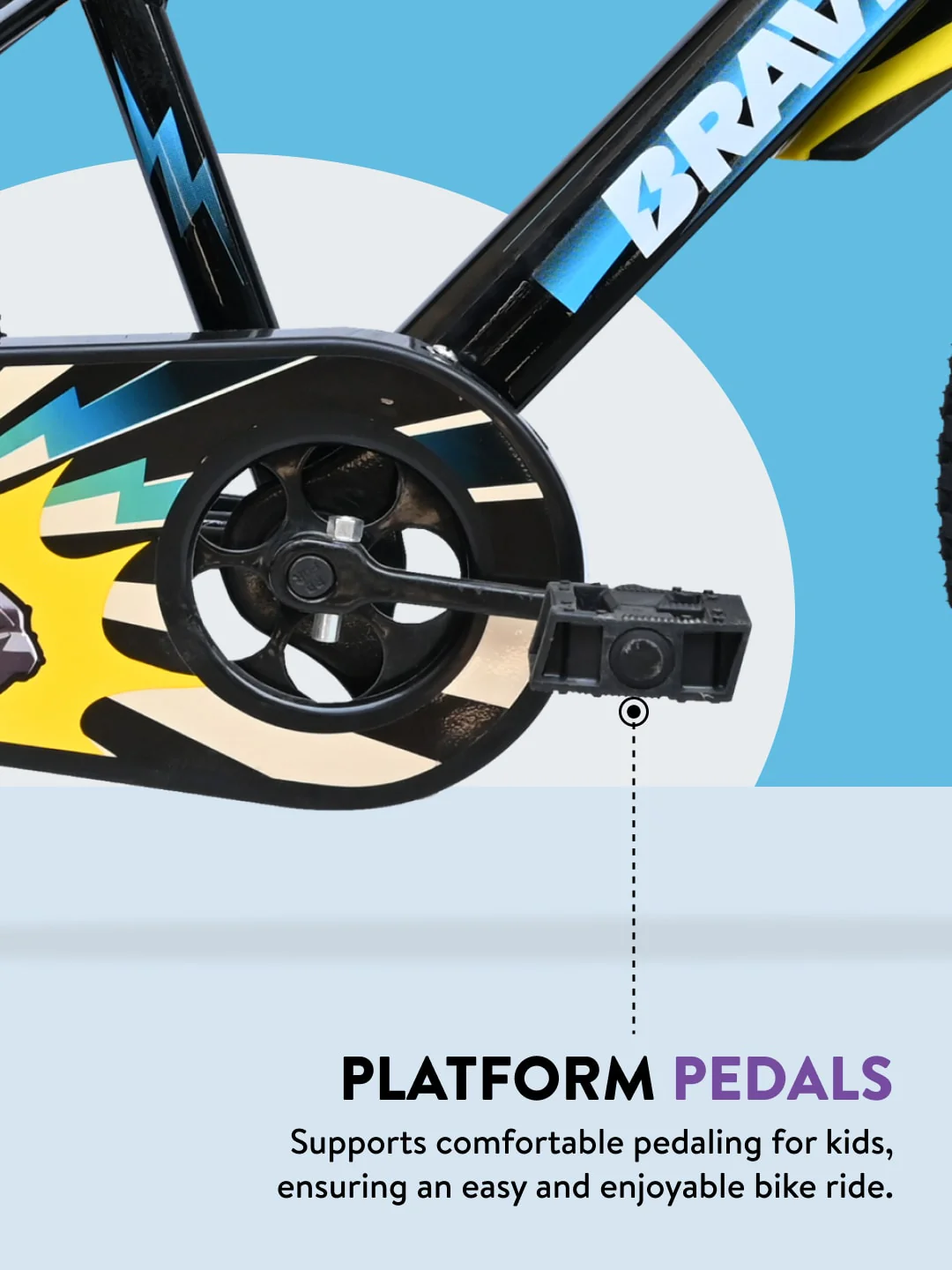 Brave 20T Black Steel Kids Bike with Single Wall Rim, Rigid Fork and Free Trainer Sessions and Cycling Event - Image 8