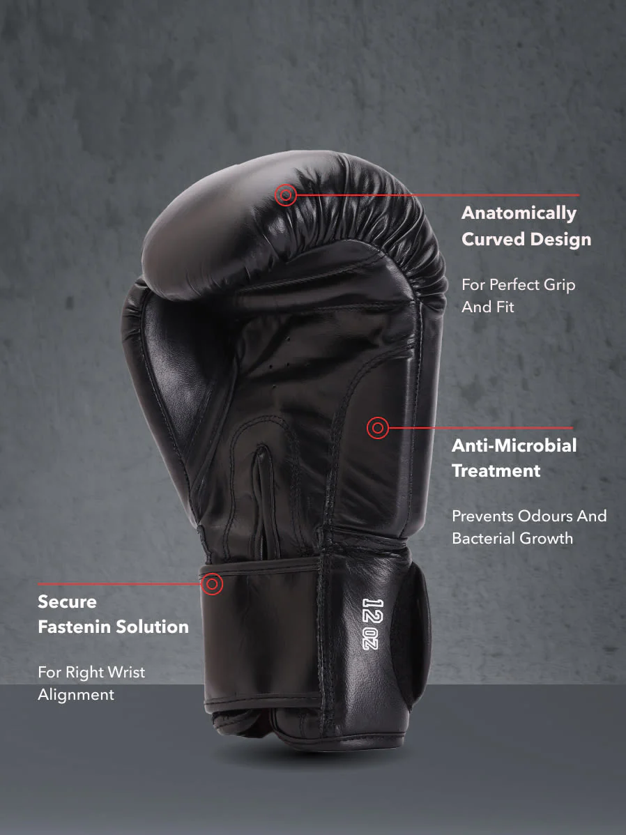 cult Premium Leather Boxing Gloves for Men & Women Foam Padding Thickness 35 mm Punching Bag Gloves for Boxing, Training, Kickboxing, Muay Thai, MMA Boxing Gloves Black - Image 4
