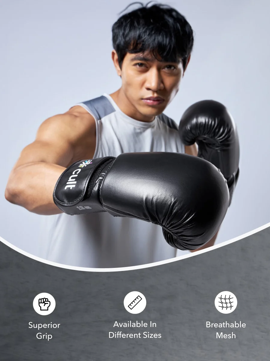 cult Premium Leather Boxing Gloves for Men & Women Foam Padding Thickness 35 mm Punching Bag Gloves for Boxing, Training, Kickboxing, Muay Thai, MMA Boxing Gloves Black - Image 5