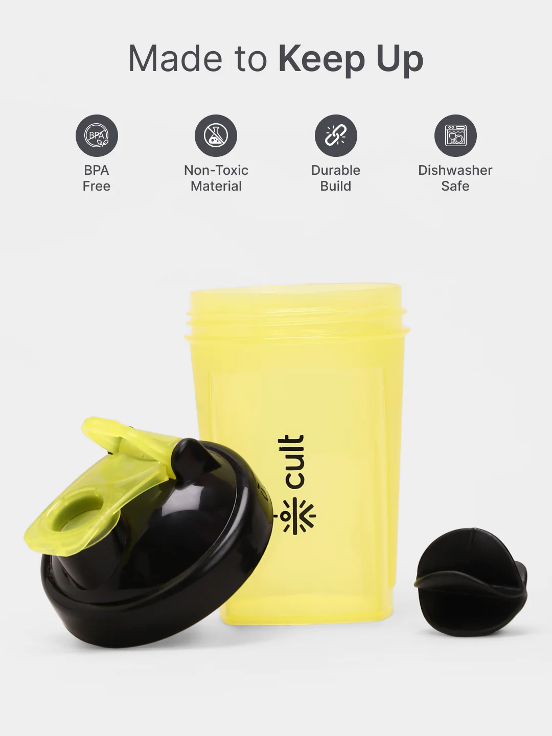 Compact 12L Gym Bag with Shoulder Strap Black & 500ml Shaker Bottle with Mixer Ball Yellow - Image 6