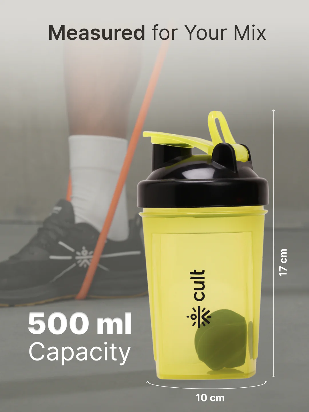 Compact 12L Gym Bag with Shoulder Strap Grey & 500ml Shaker Bottle with Mixer Ball Yellow - Image 8