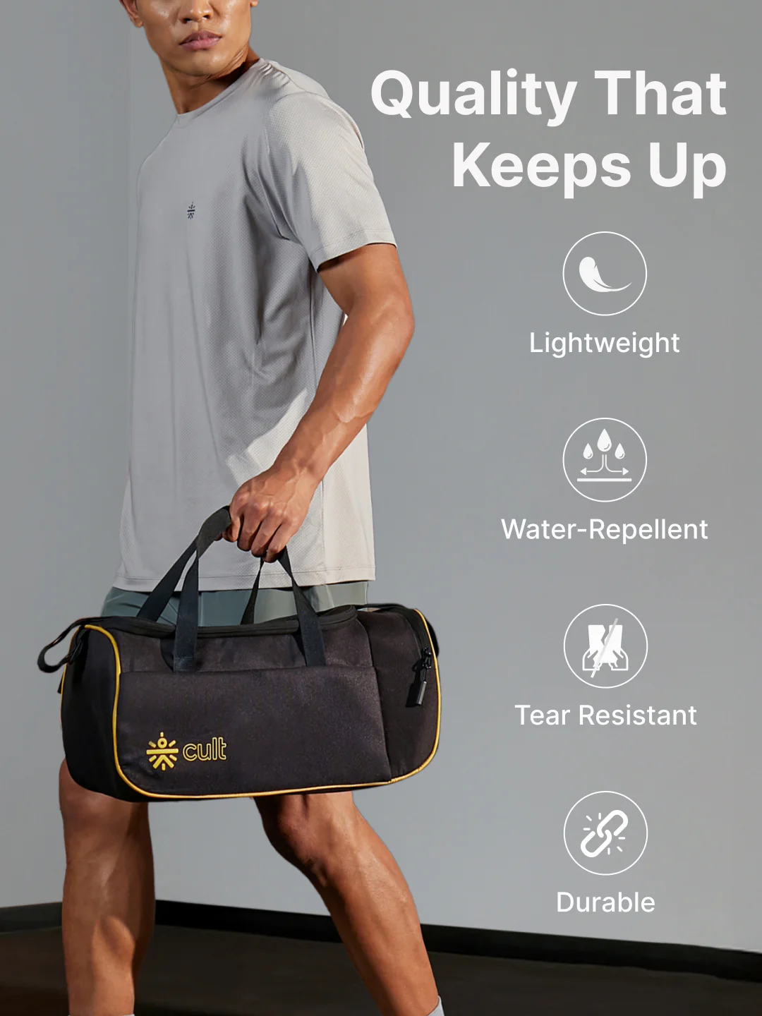 Compact 25L Duffle Bag with Shoulder Strap (Black) & 500ml Shaker Bottle with Mixer Ball (Blue) - Image 4
