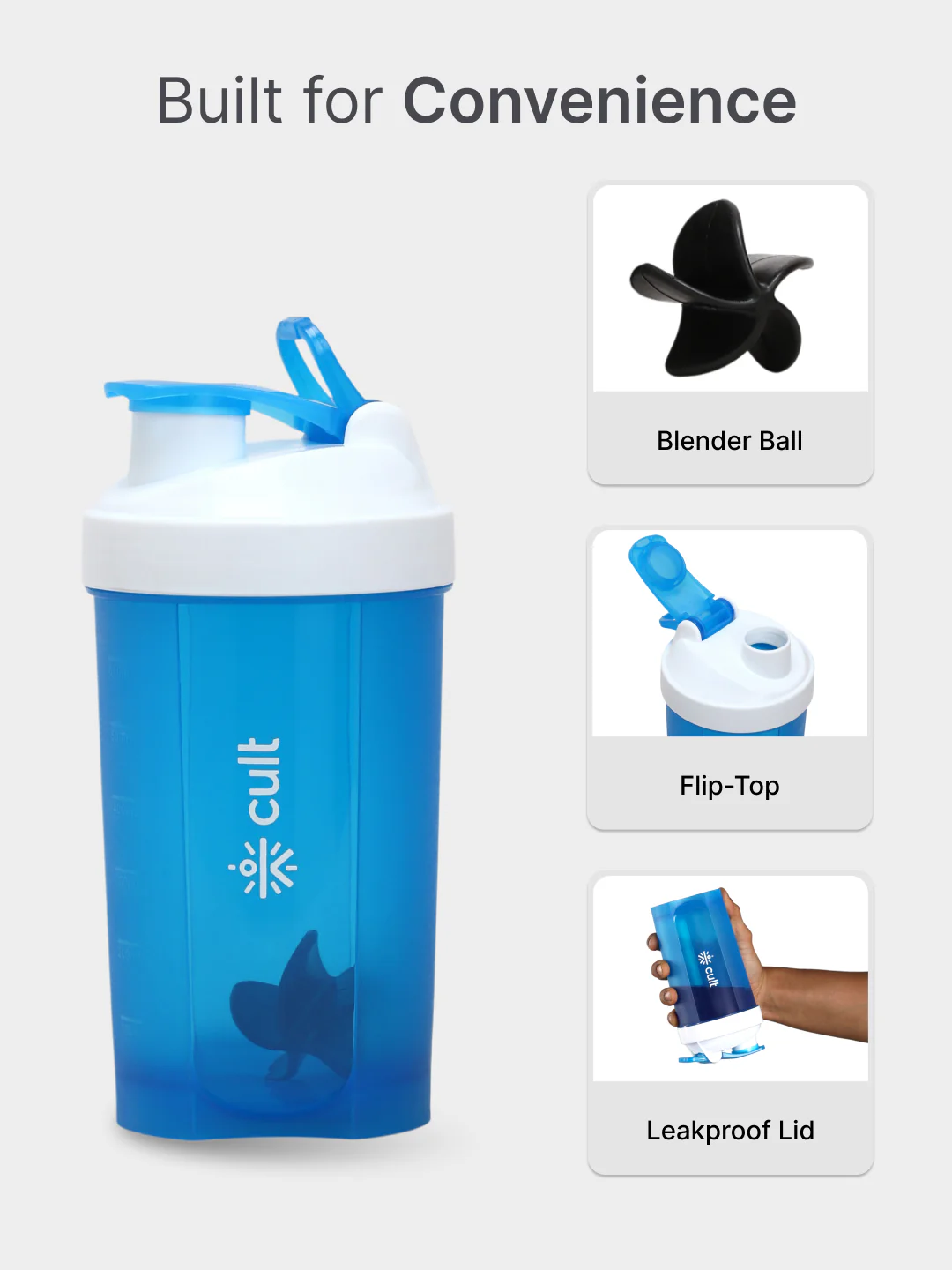 Compact 25L Duffle Bag with Shoulder Strap (Black) & 500ml Shaker Bottle with Mixer Ball (Blue) - Image 8