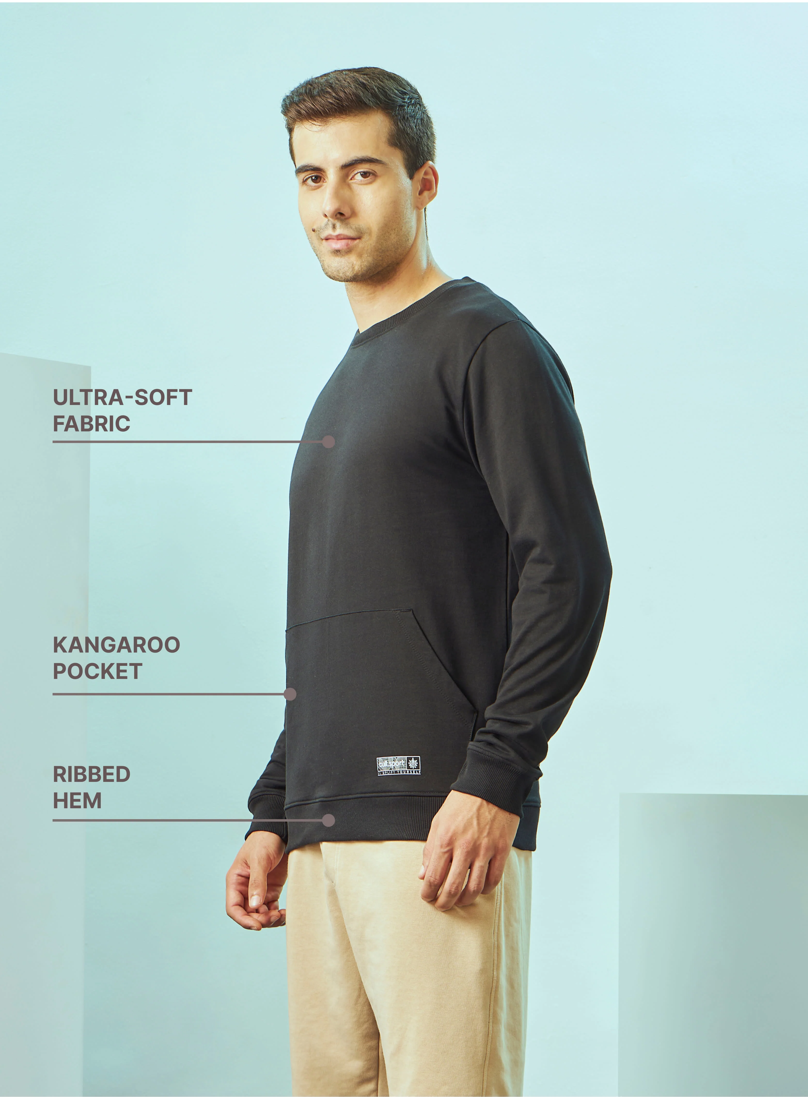 Crew Neck Sweatshirt with Kangaroo Pocket - Image 5