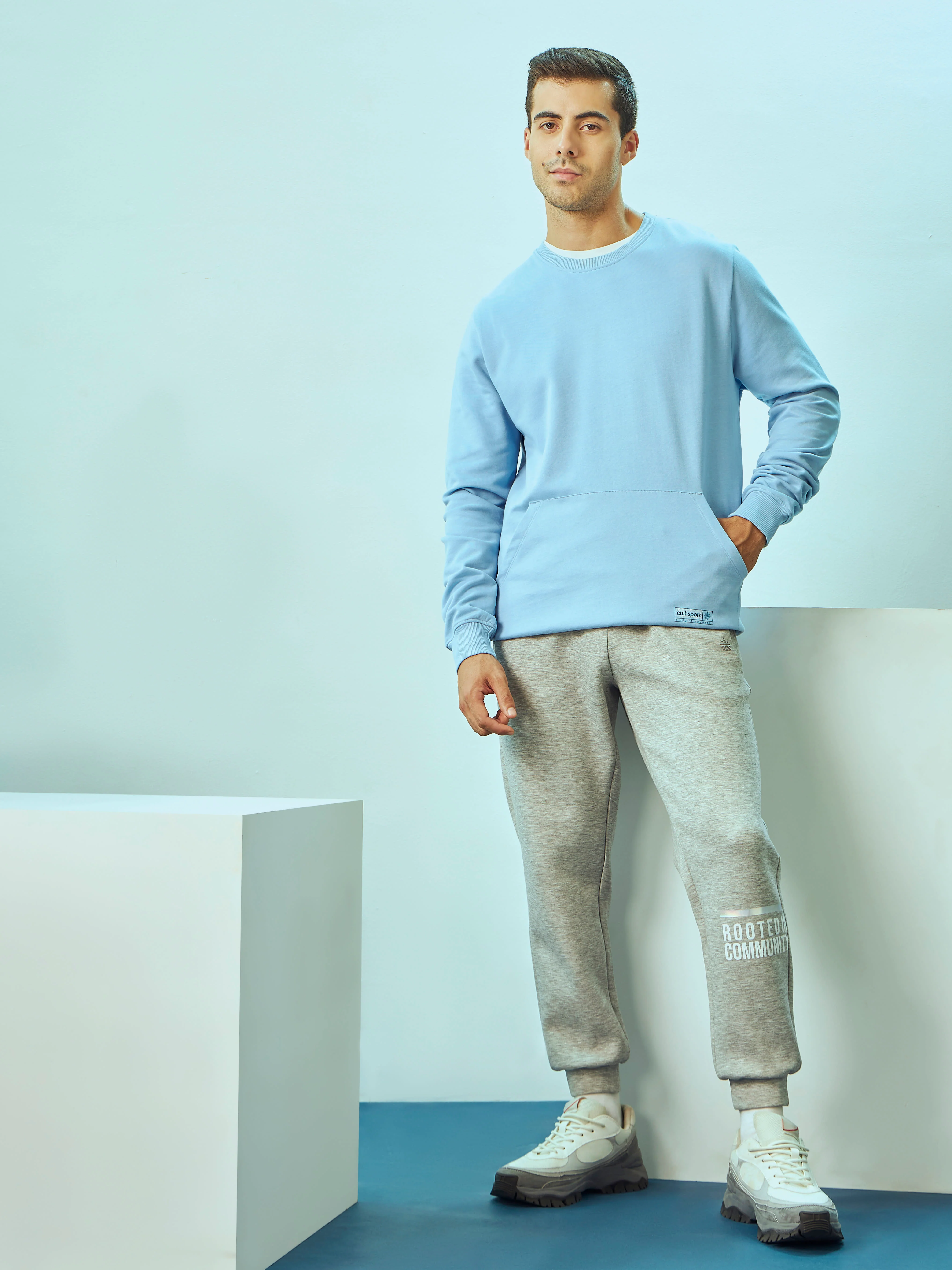 Crew Neck Sweatshirt with Kangaroo Pocket - Image 2