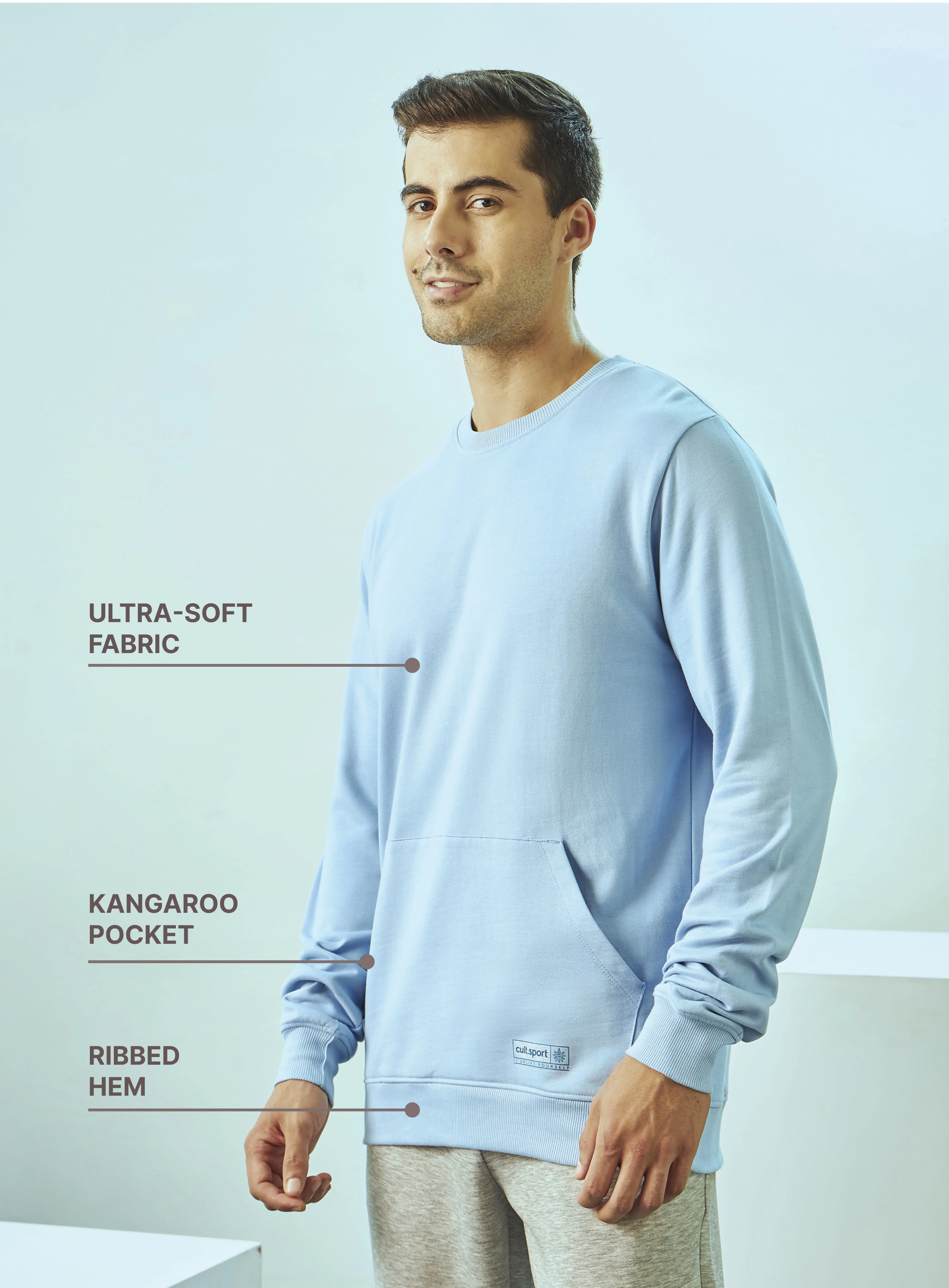 Crew Neck Sweatshirt with Kangaroo Pocket - Image 5