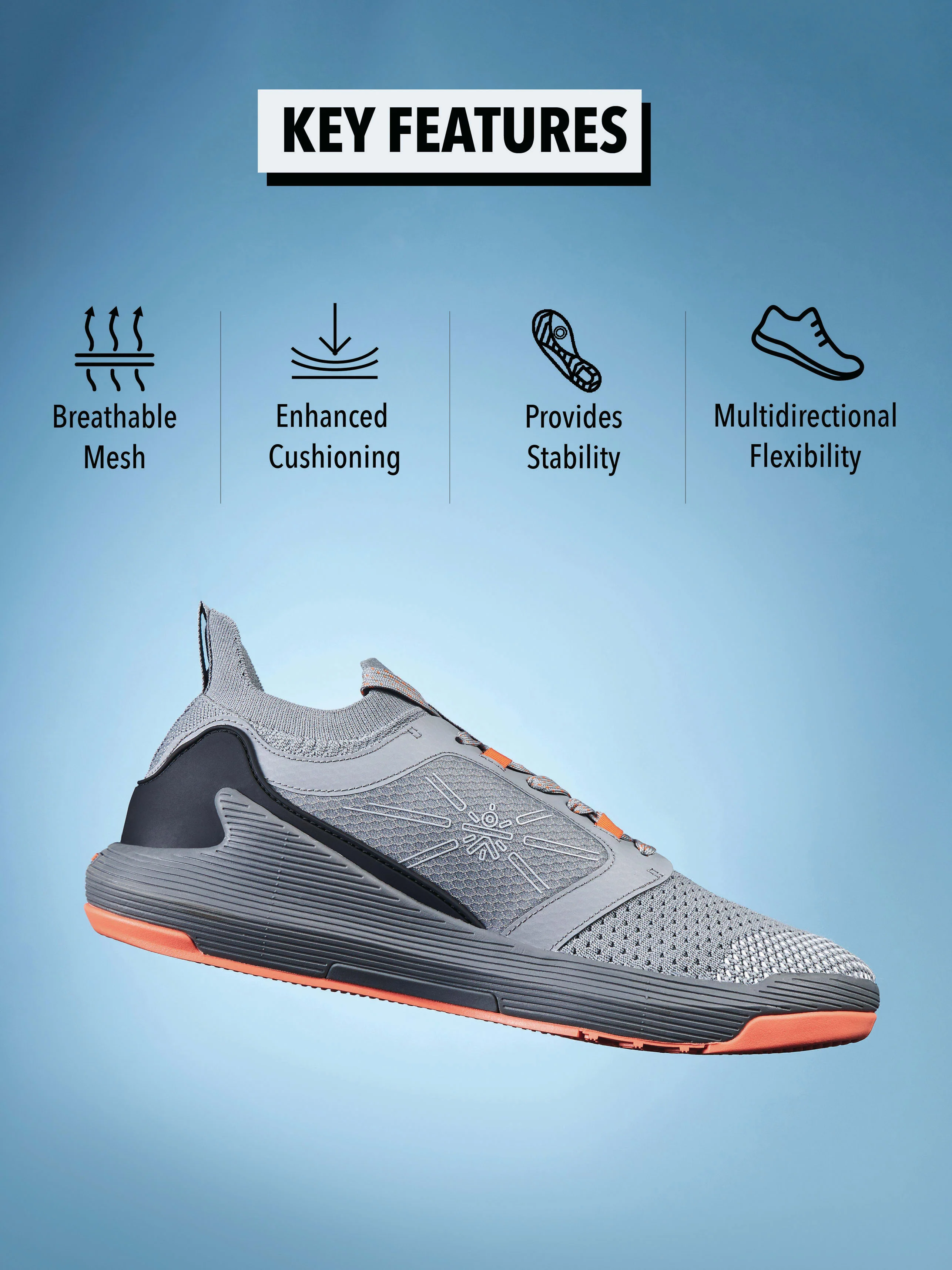 cult Crosstrain Men Training Shoes - Grey/ Orange - Image 3