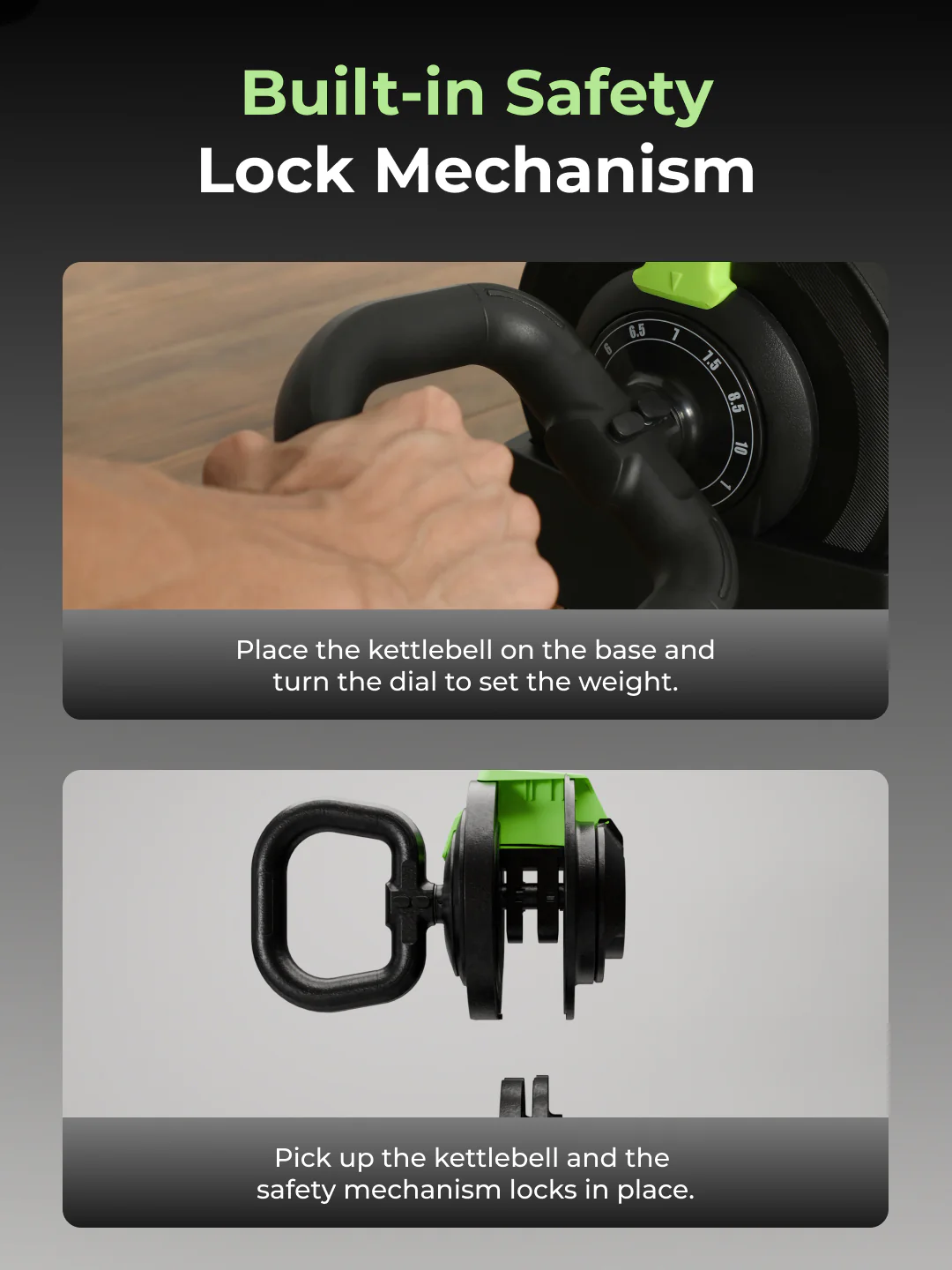 Cult 10Kg Adjustable Kettlebell | 12 Weight Options (1kg-10kg) | One-Hand 1-Second Dial | Compact & Durable Home Gym Kettlebell - Black - Image 4