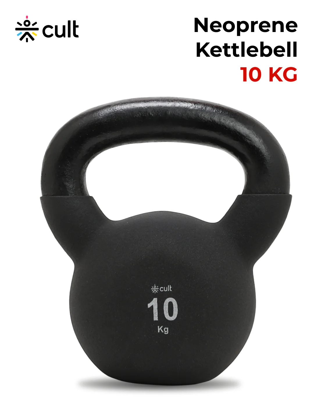 Cult 10kg Neoprene Anti-Slip Grip Kettlebell for Home Workout - Black - Image 7