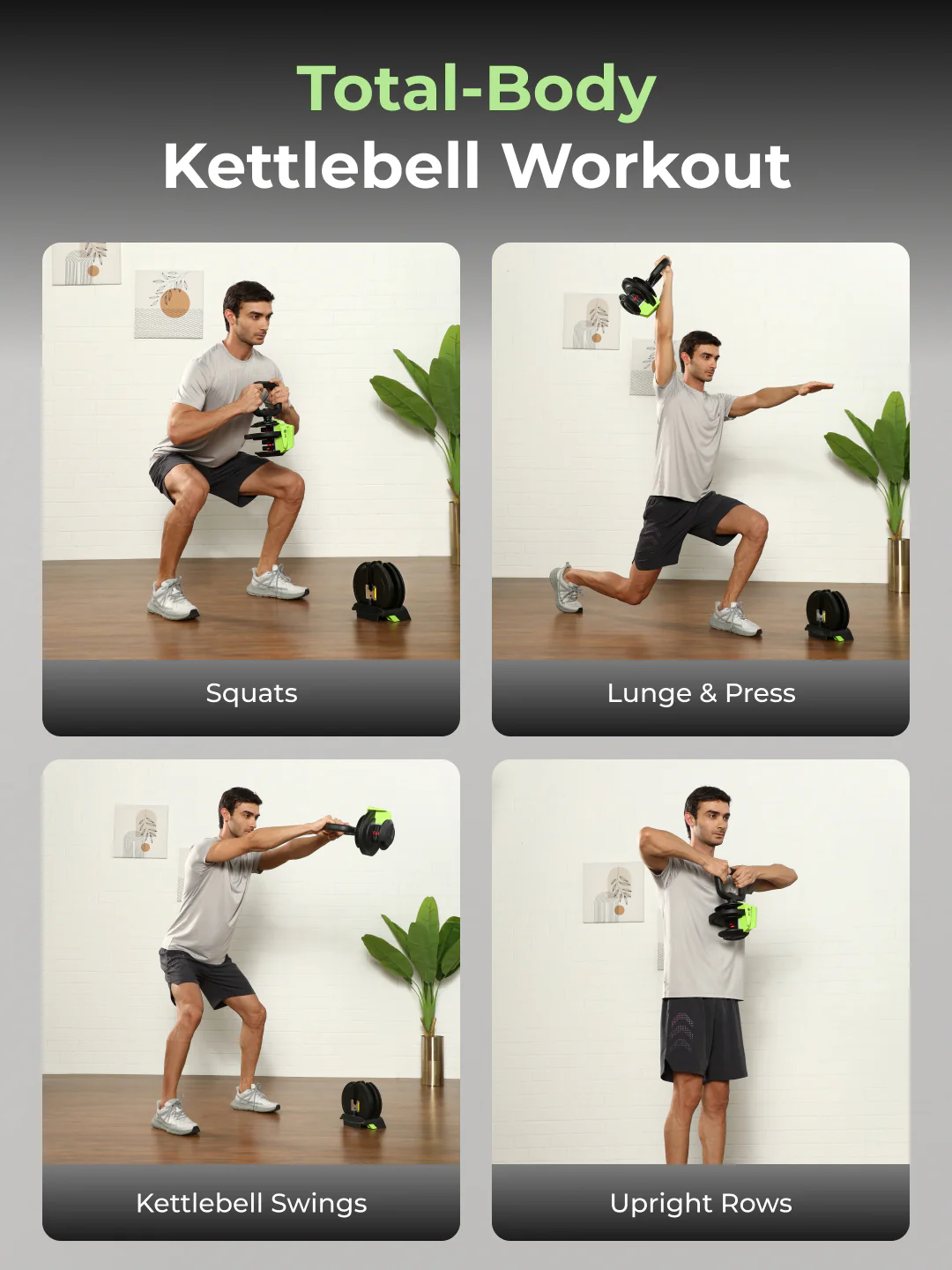 Cult 12Kg Adjustable Kettlebell | 12 Weight Options (2kg-12kg) | One-Hand 1-Second Dial | Compact & Durable Home Gym Kettlebell - Black - Image 6