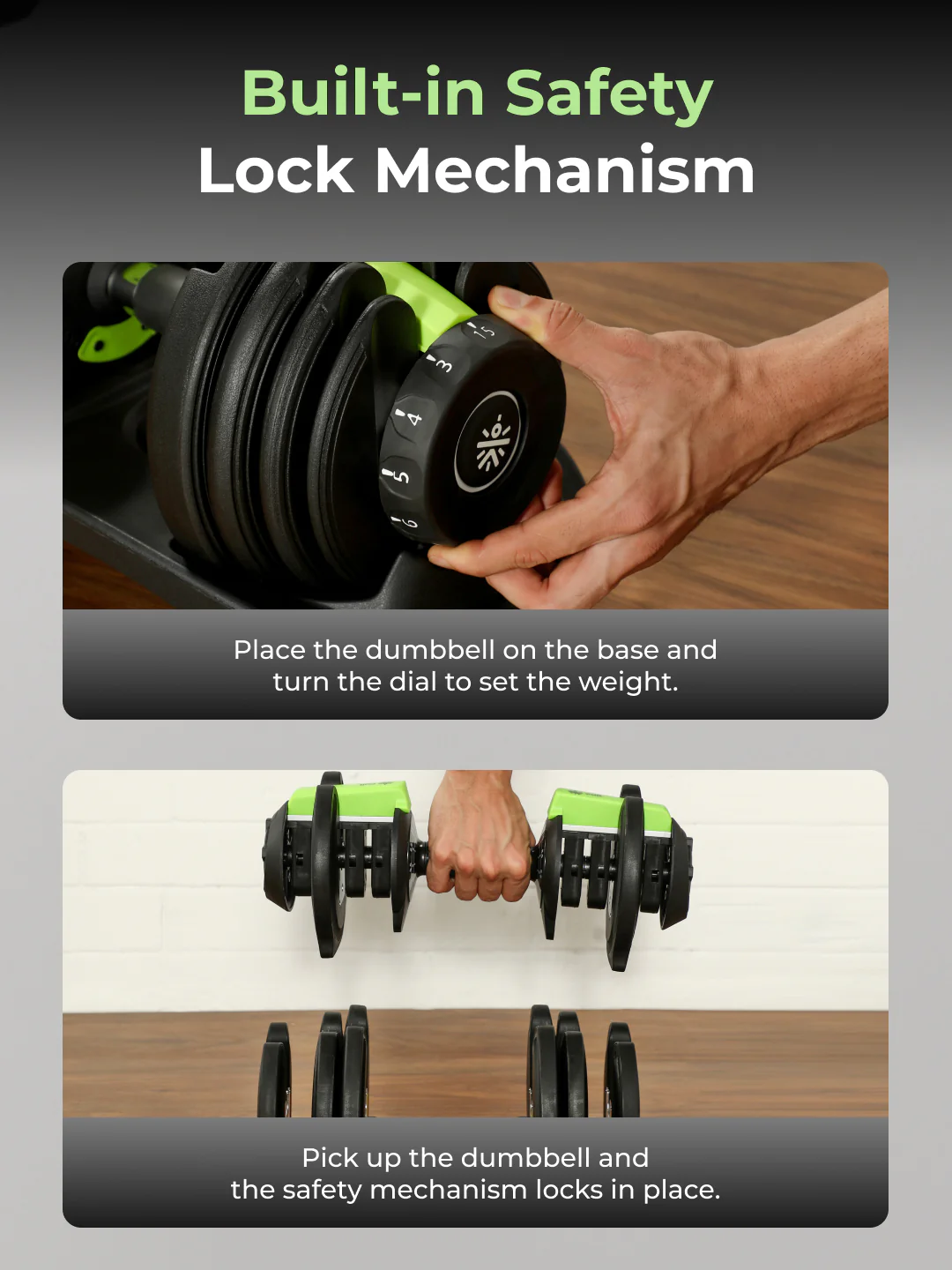 Cult 16kg Adjustable Dumbbell | 12 Weight Options (1.5kg-16kg) | Quick Weight Adjustment Dial | Non-Slip Compact Home Gym Dumbbell - Black - Image 4
