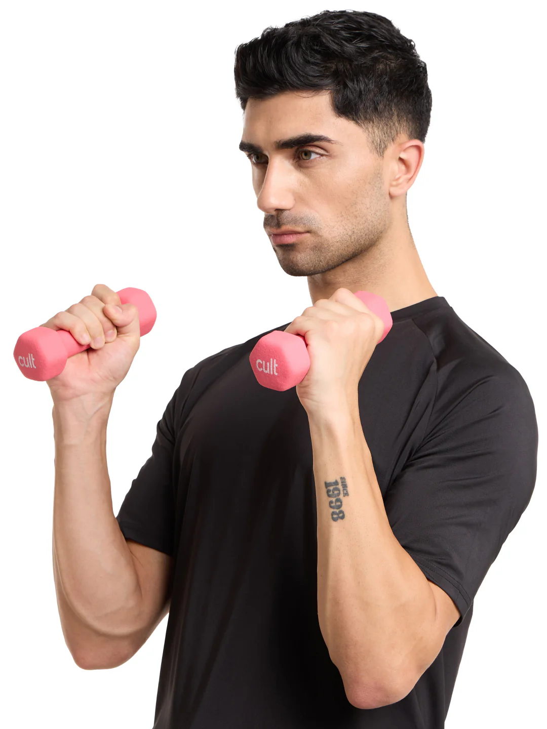 Cult 1KGx2 Neoprene Dumbbells For Home & Gym Exercises (Pink) - Image 4