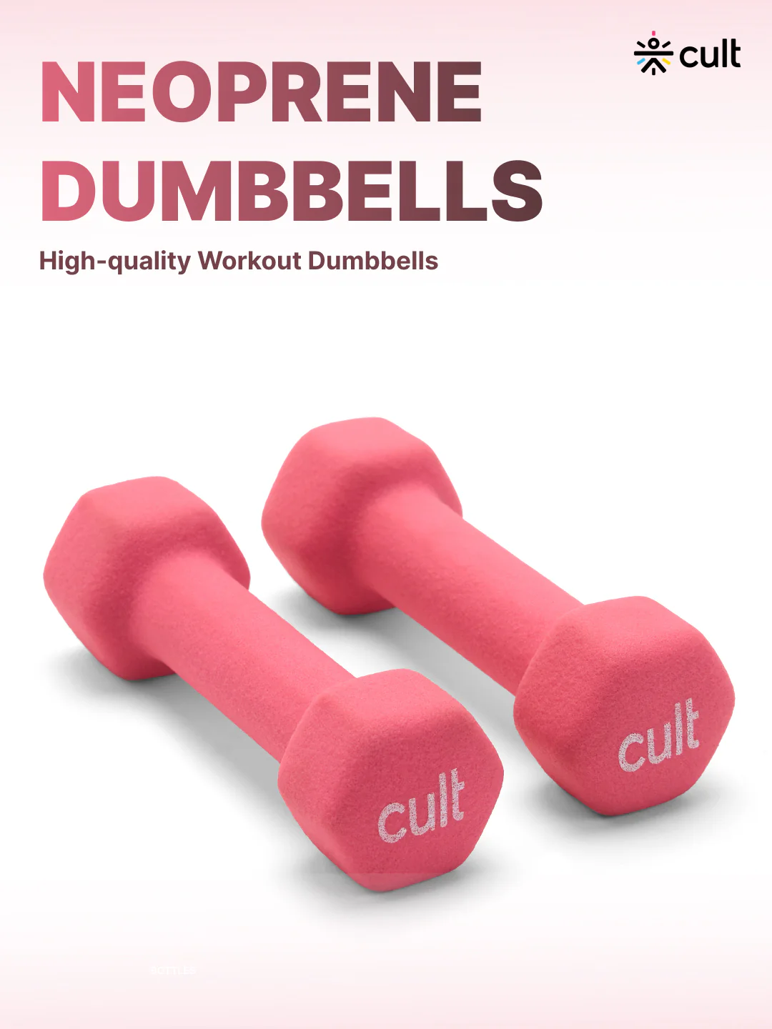 Cult 1KGx2 Neoprene Dumbbells For Home & Gym Exercises (Pink) - Image 7