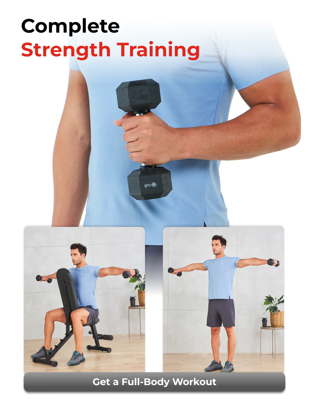 Cult 2.5Kg Hex Dumbbells For Home & Gym Exercises, Set of 2, (Black) - Image 5