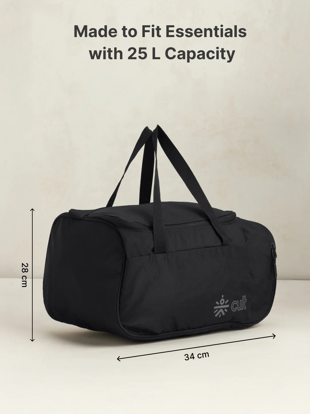 cult 25 Litre Gym/Duffle Bag for Men & Women Duffle Bag with Side Pocket & Shoulder Strap Comfortable Handle Black - Image 6