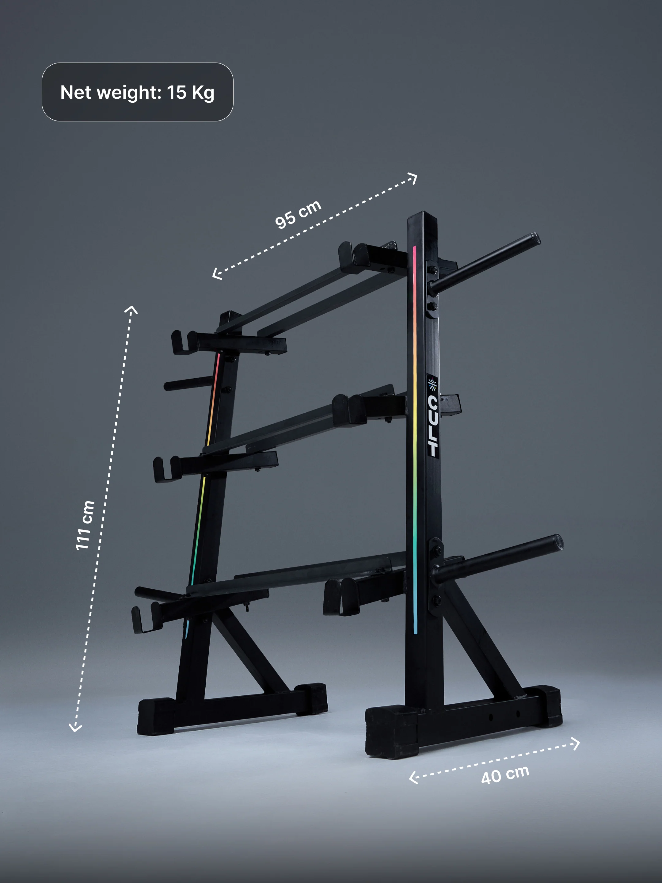 Cult 3 Level Storage Rack for weights (Rod, Plates & Dumbbell) | 300 Kg Max Load | Compact, Stable & Space-Efficient Design for home use (with 6 Months Extended Warranty) - Image 7