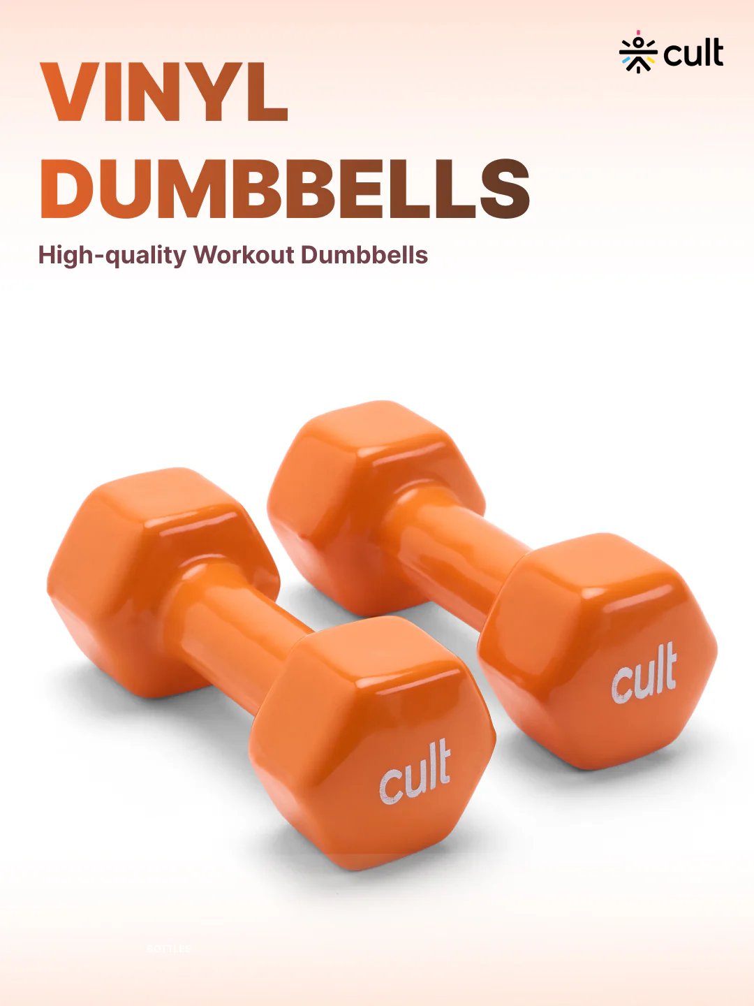 Cult 3KGx2 Vinyl Dumbbells For Home & Gym Exercises (Orange) - Image 7