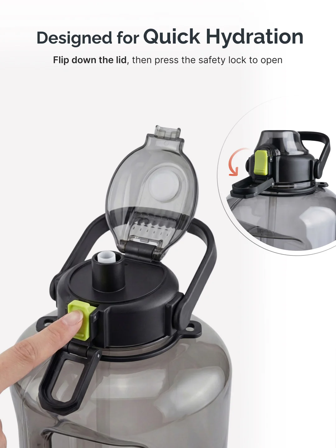 Cult 3L Hulk Gallon Water Bottle with Straw & Strap BPA-Free Leakproof Gym Bottle 3000ml Large Capacity Hydration Bottle (Black) - Image 6