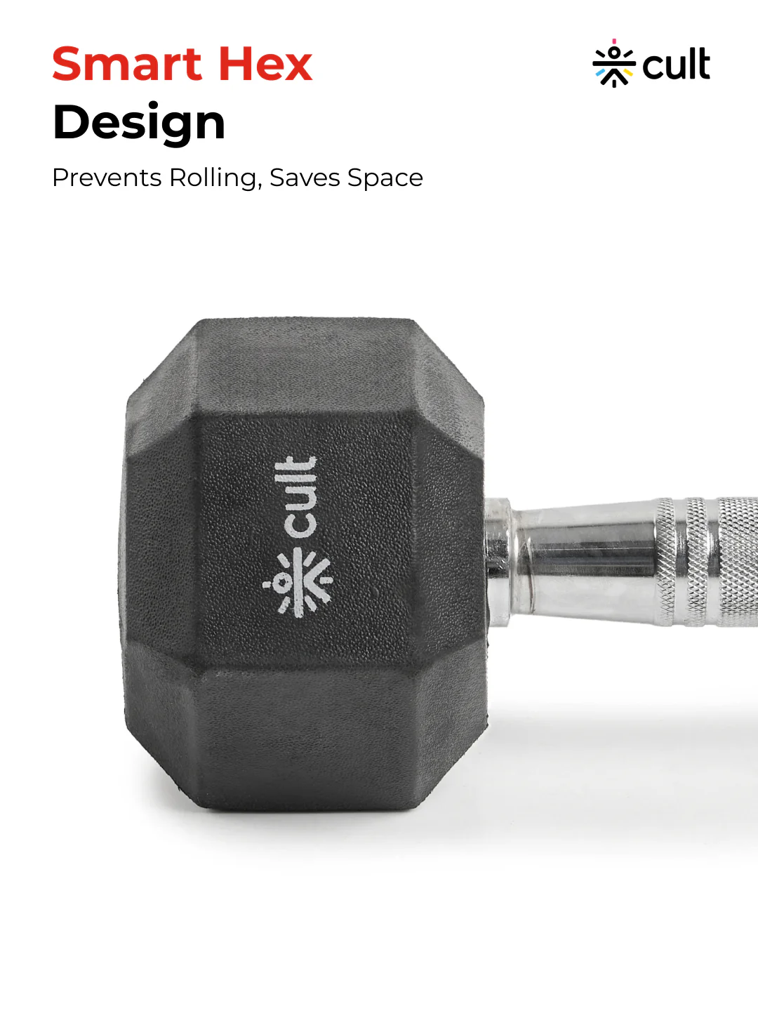 Cult 5Kg Hex Dumbbells For Home & Gym Exercises, Set of 2, (Black) - Image 5
